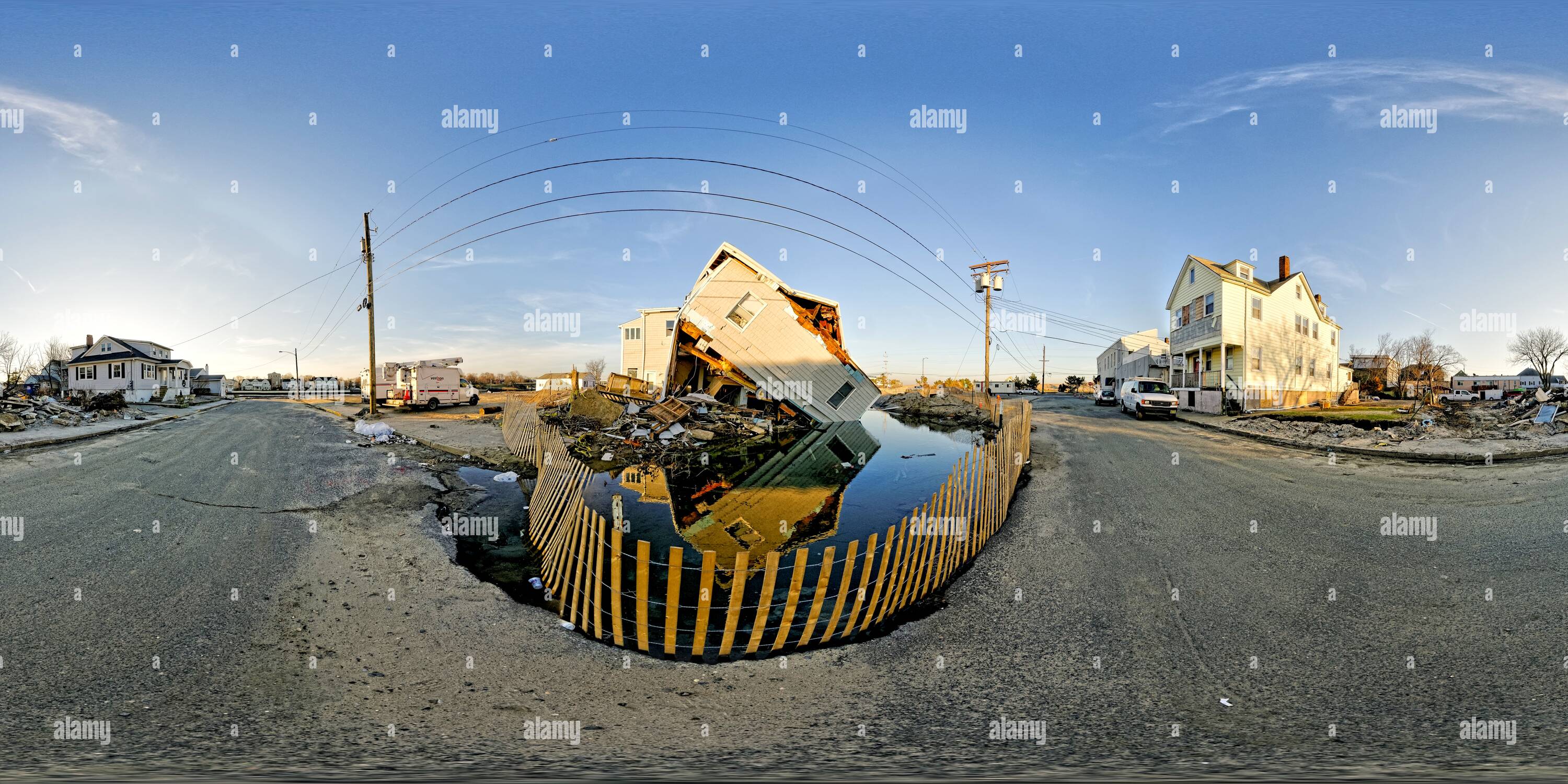 360 degree panoramic view of Sea Bright, New Jersey - After Super Storm Sadny 2012