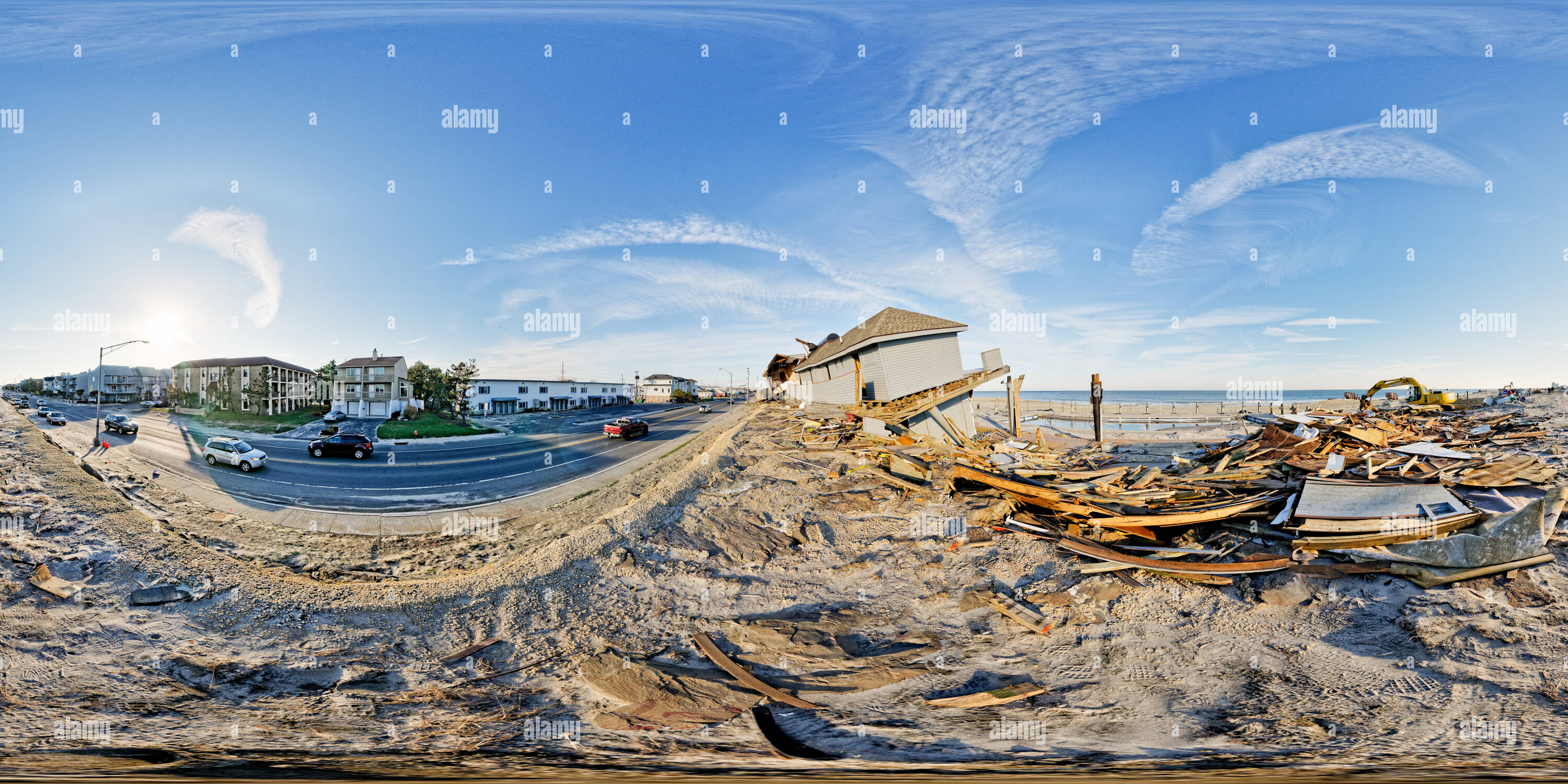360 degree panoramic view of Cabana Club, Sea Bright, New Jersey - After Super Storm Sandy 2012