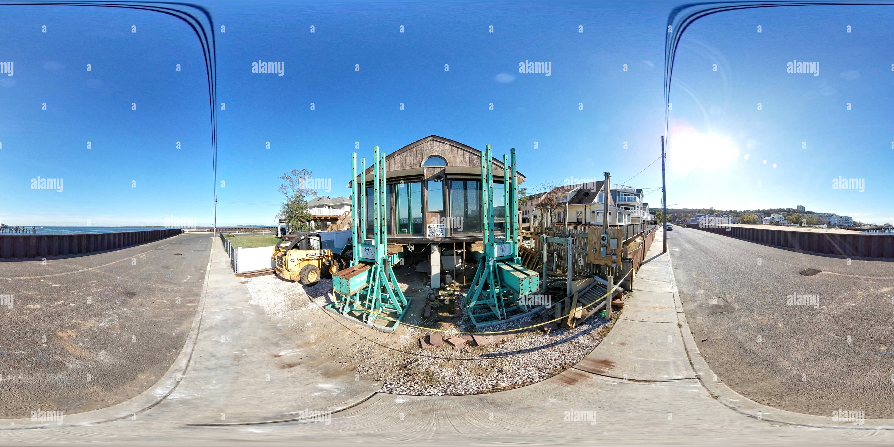 360 degree panoramic view of House Lifting in Highlands, NJ - After Super Storm Sandy