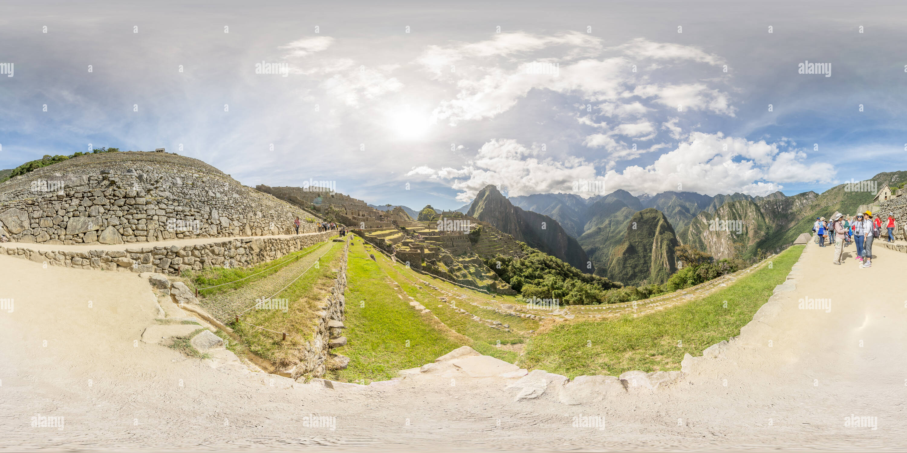 360 degree panoramic view of Terraces, Machu Picchu, Peru