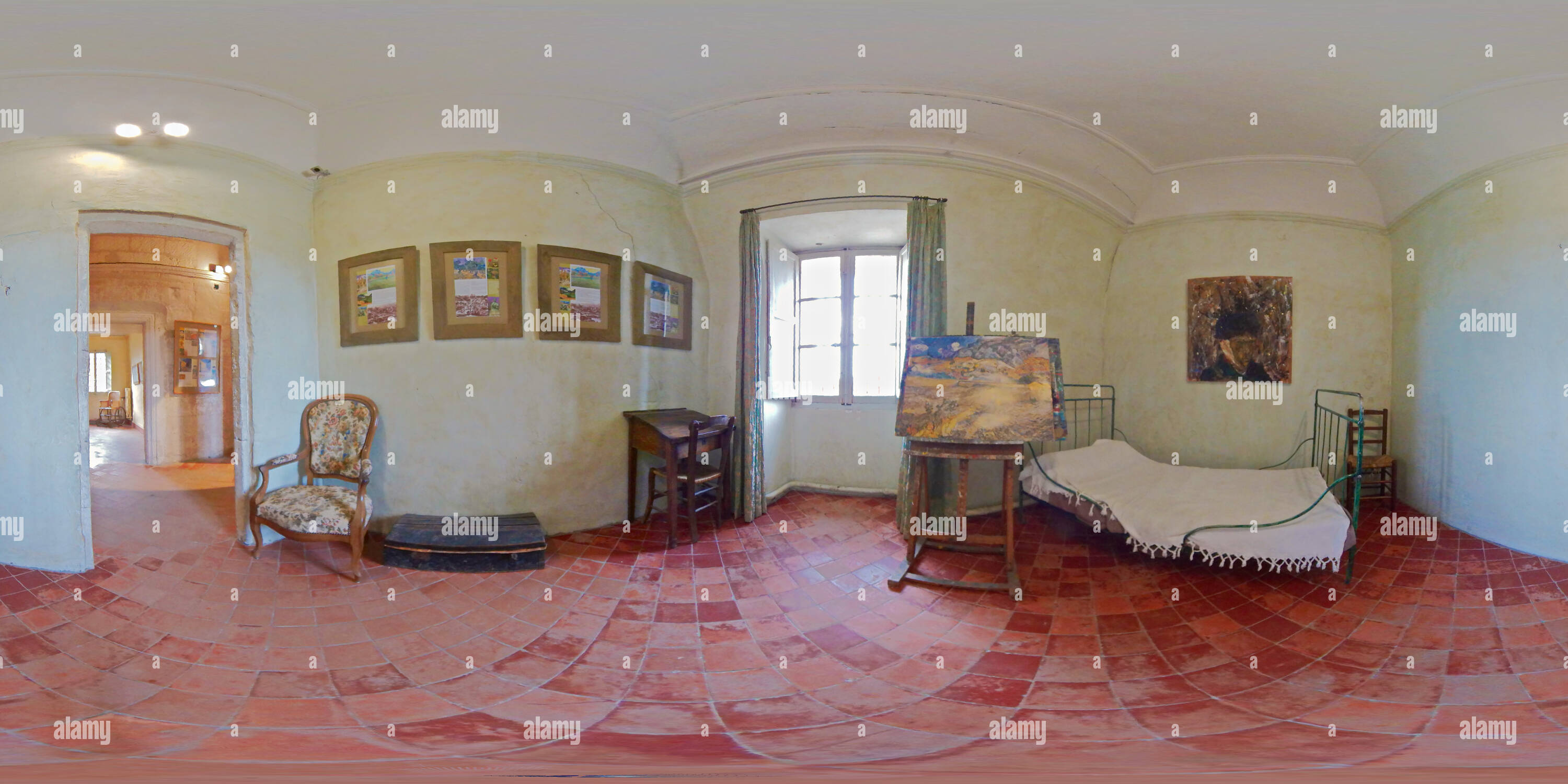 360 degree panoramic view of Van Gogh's Bedroom, Saint Paul de Mausole, Saint-Rémy de Provence