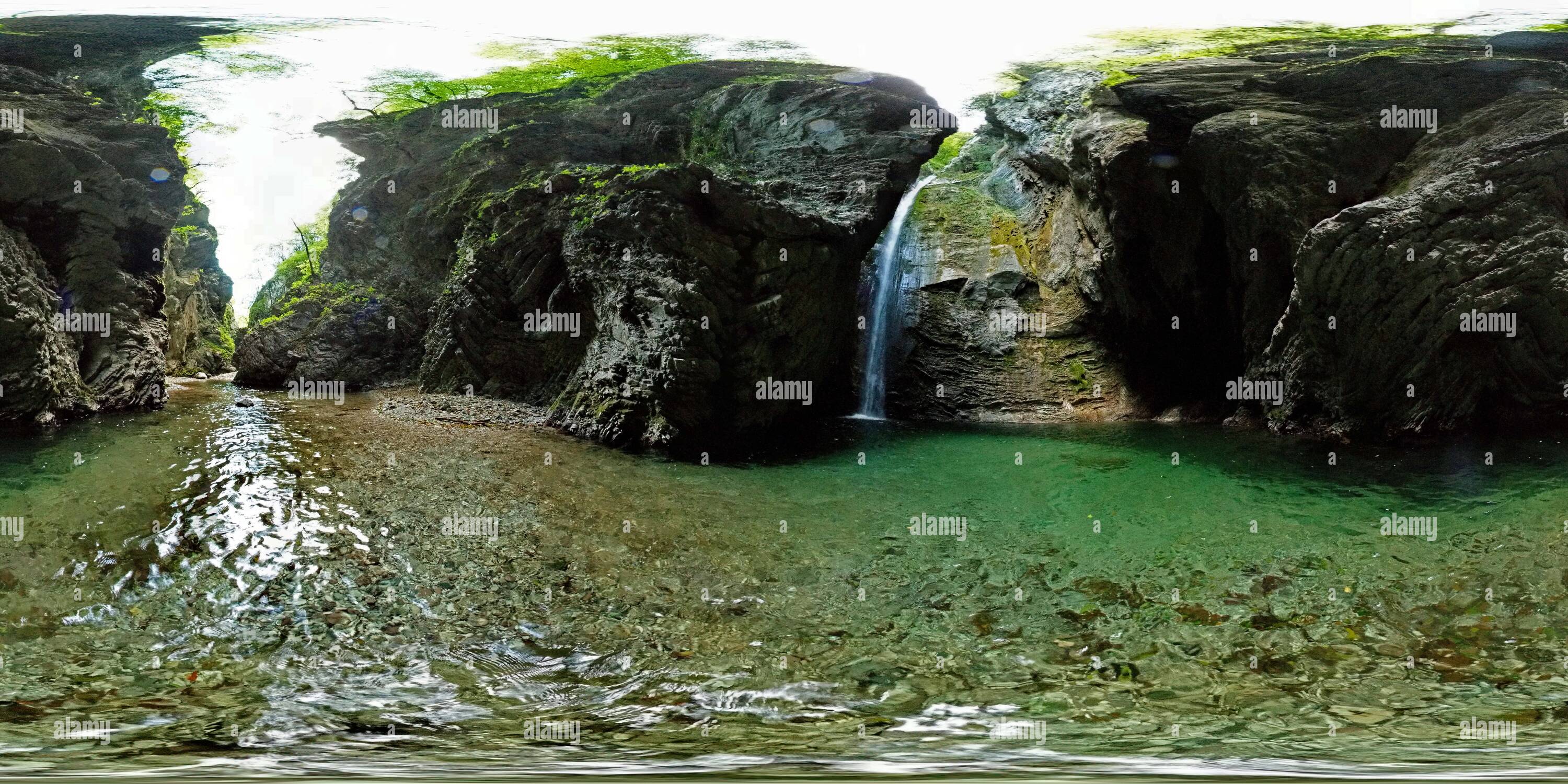 360 degree panoramic view of Secret waterfall at Ladra village