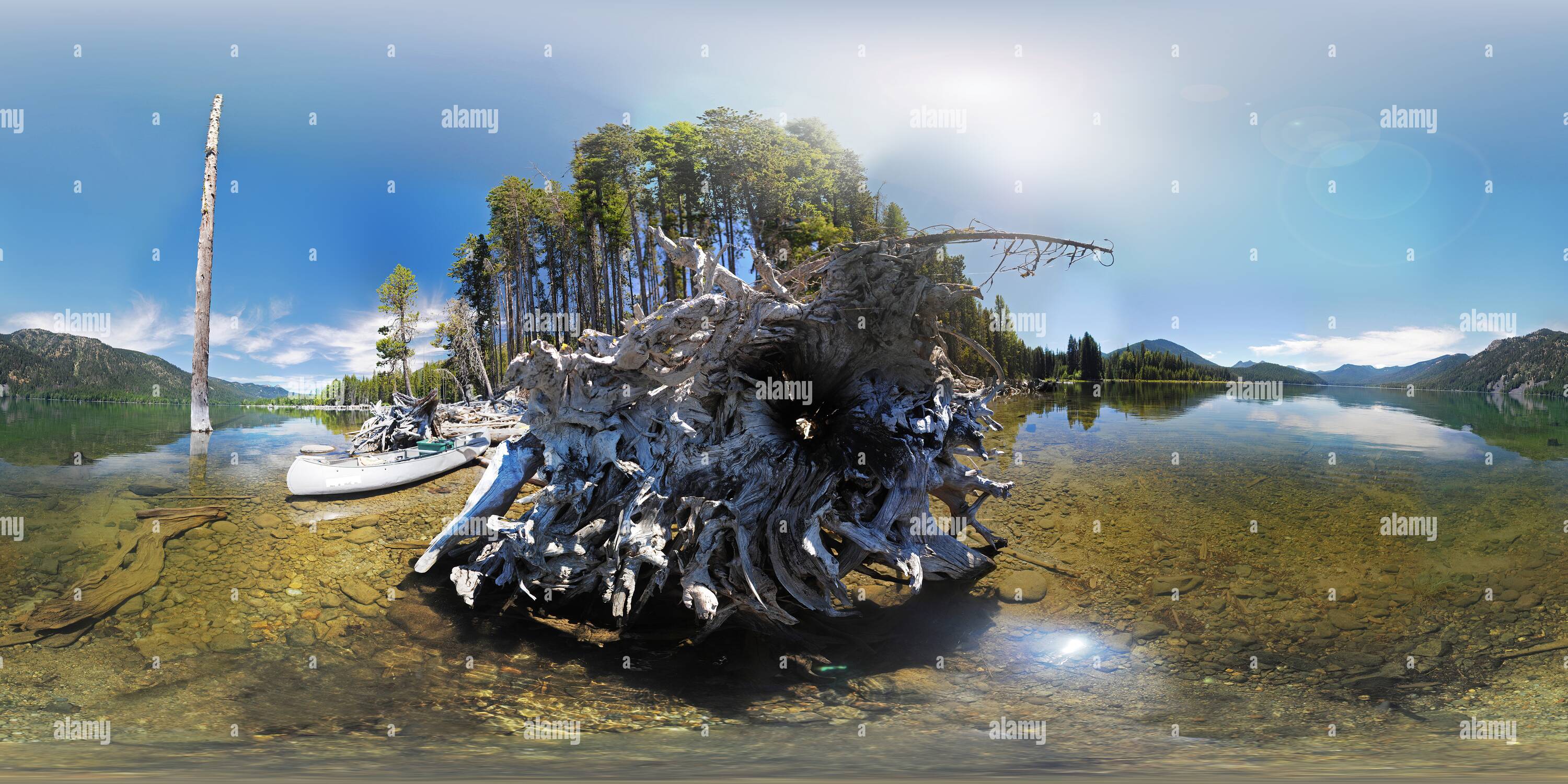 360° view of Bumping Lake Panorama Lakeshore Driftwood Alamy