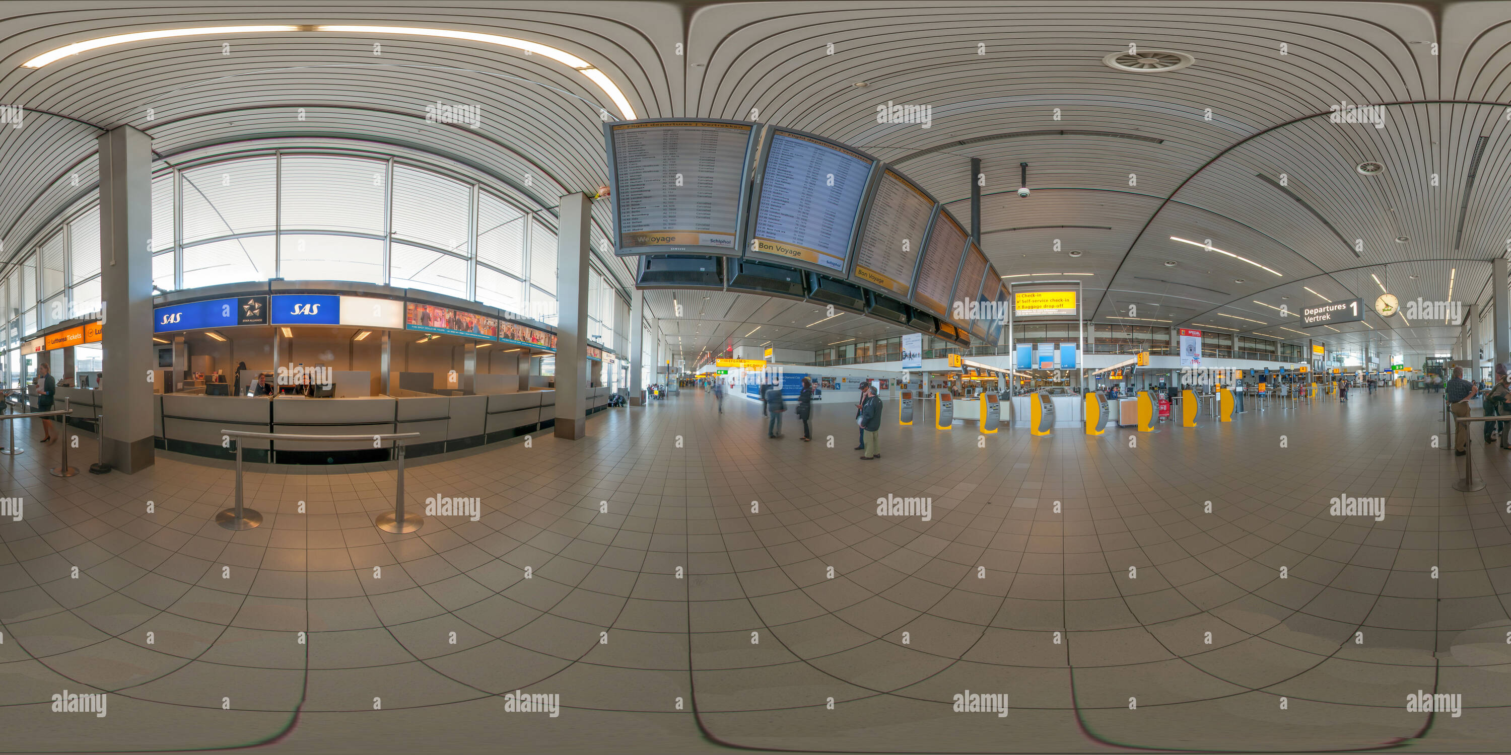 360 View Of Interior Departure Hall Schiphol Airport Amsterdam Alamy