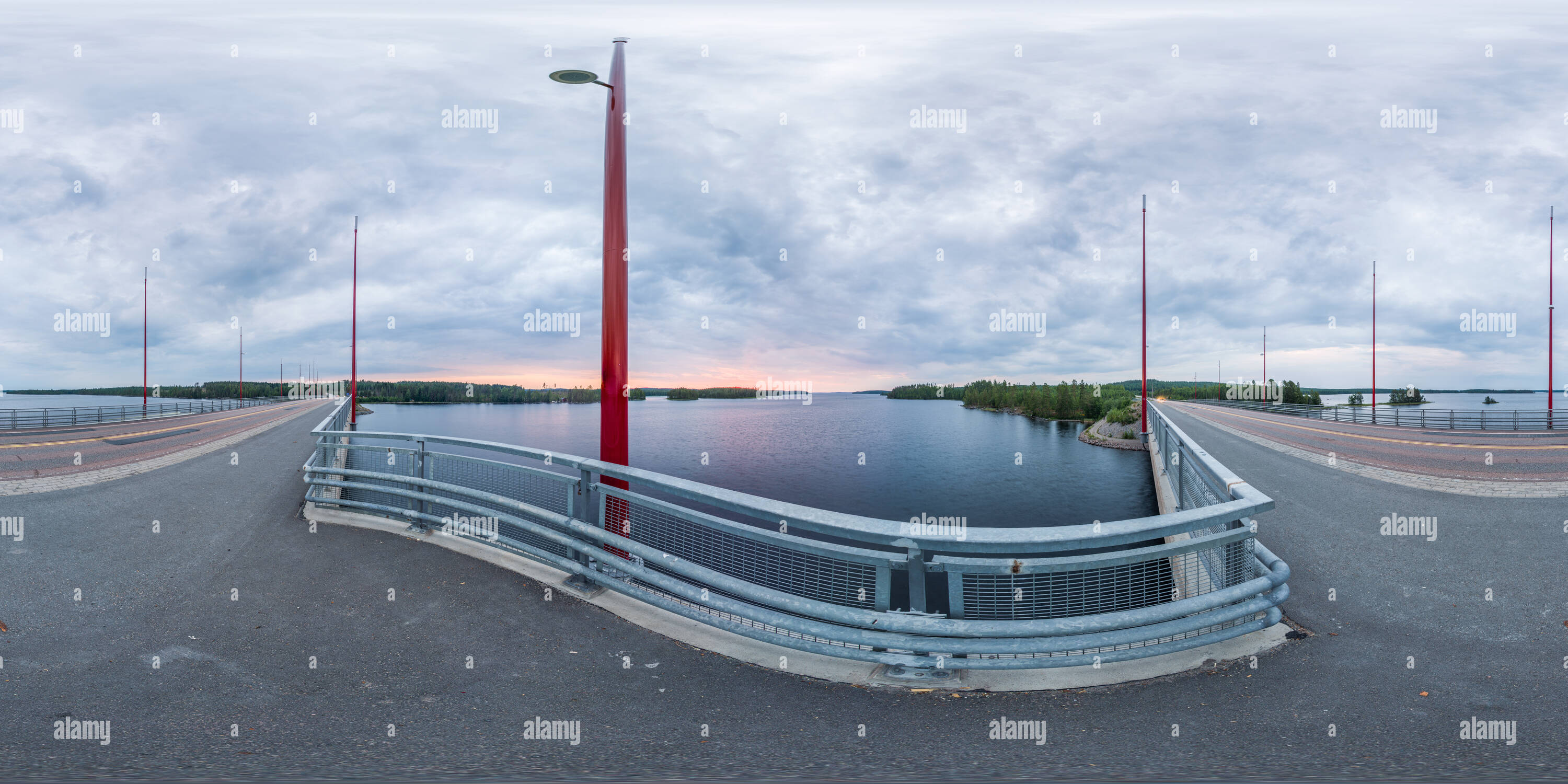 360 degree panoramic view of Hännilänsalmi bridge, Viitasaari