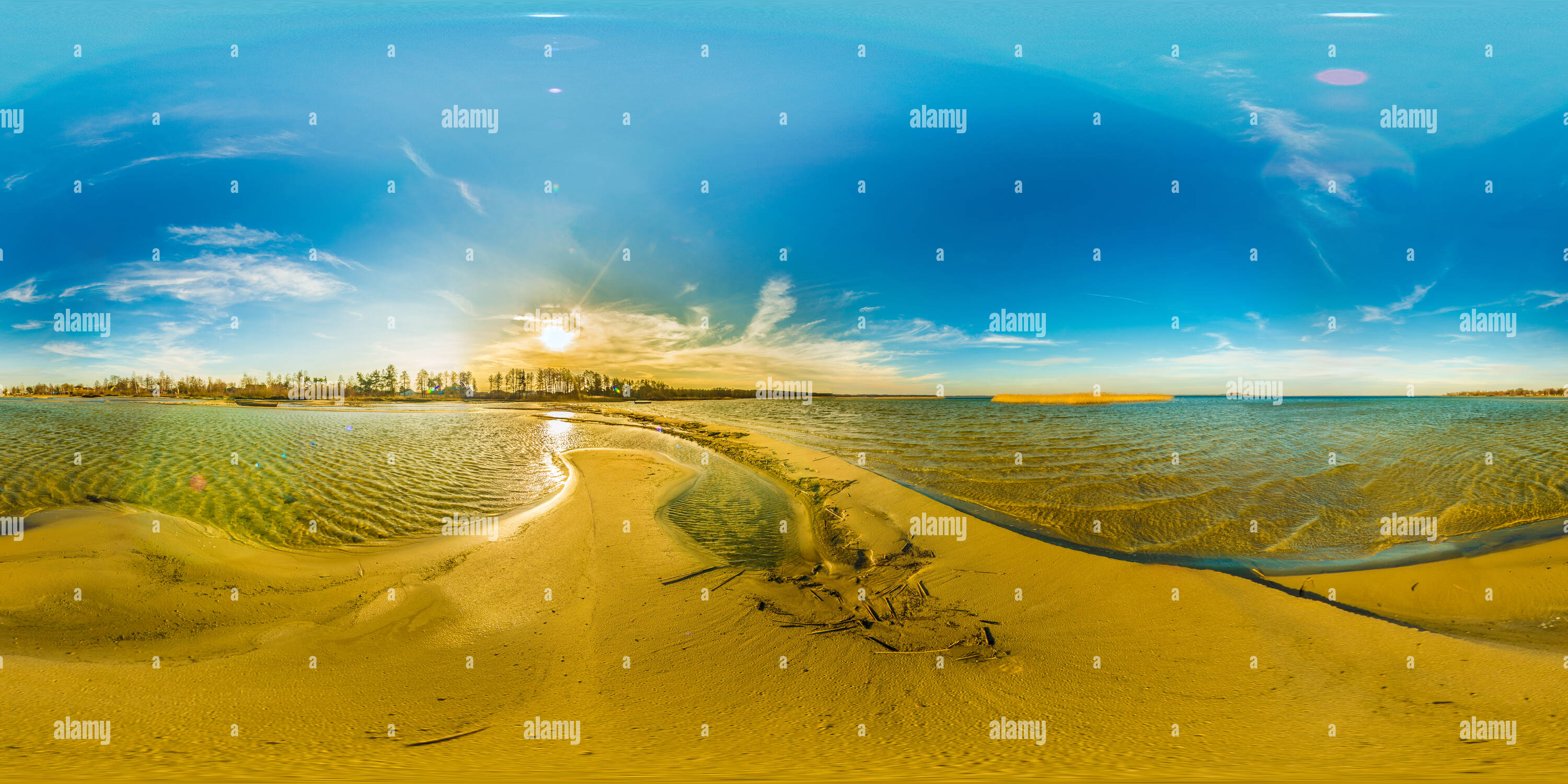 360° view of Svitiaz lake. On the shelf Kamyshev vicinity of the island