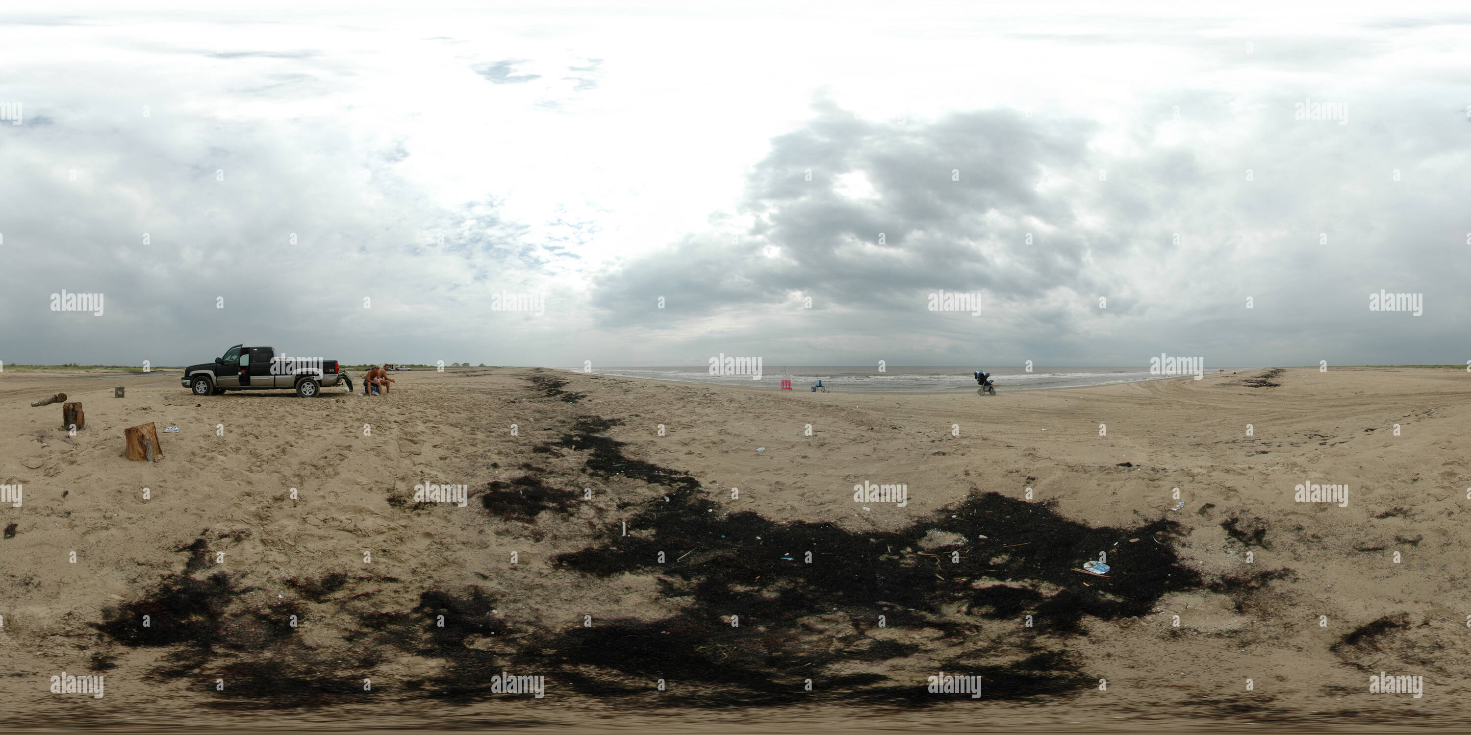 360° view of Beach at Gulf of Mexico. Cameron Parish, Louisiana, USA