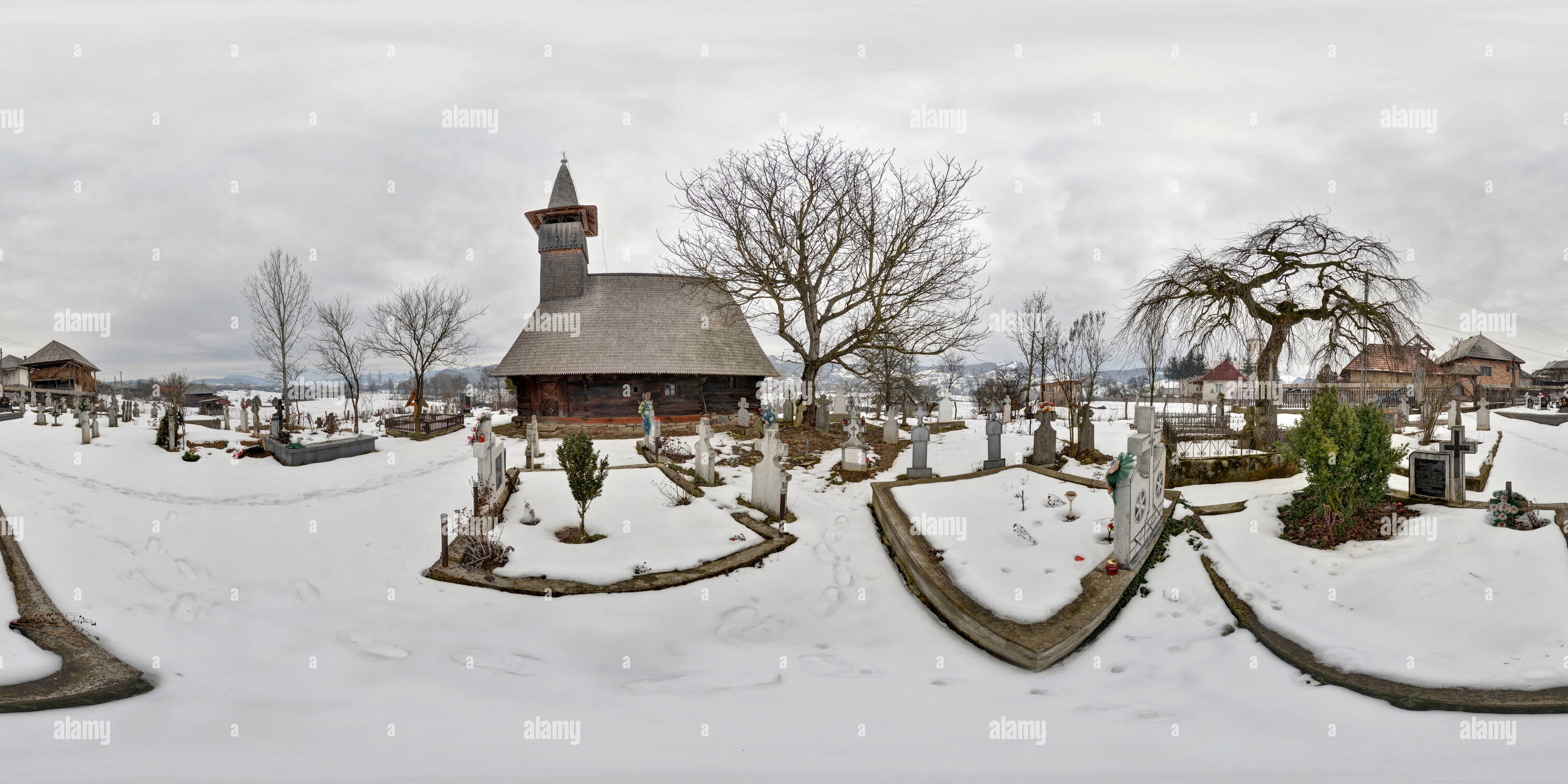 Libotin 360° view of „Holy Archangels” wooden church 1811, Libotin - Alamy