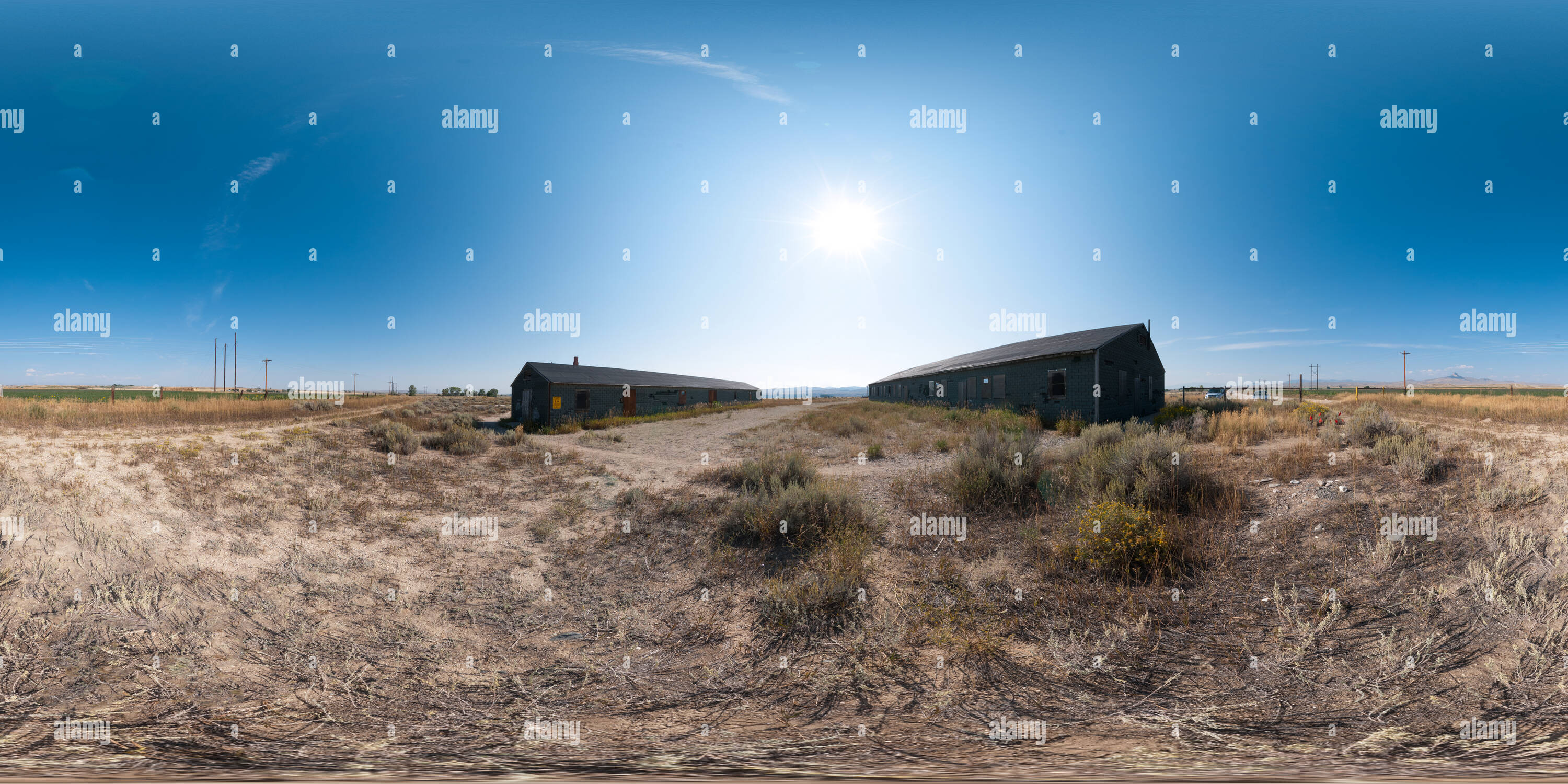 360 degree panoramic view of Barracks, Heart Mountain Internment Camp, Park County, Wyoming, USA