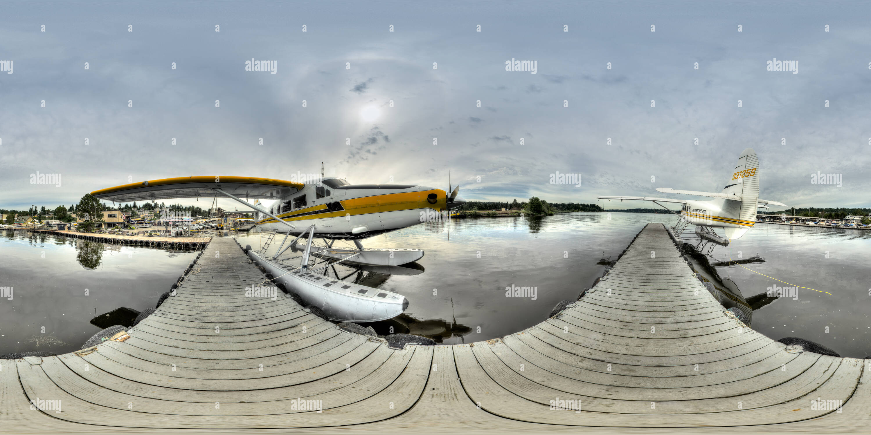 360° view of Kenmore Air Harbor, deHavilland Otters, Kenmore, WA Alamy