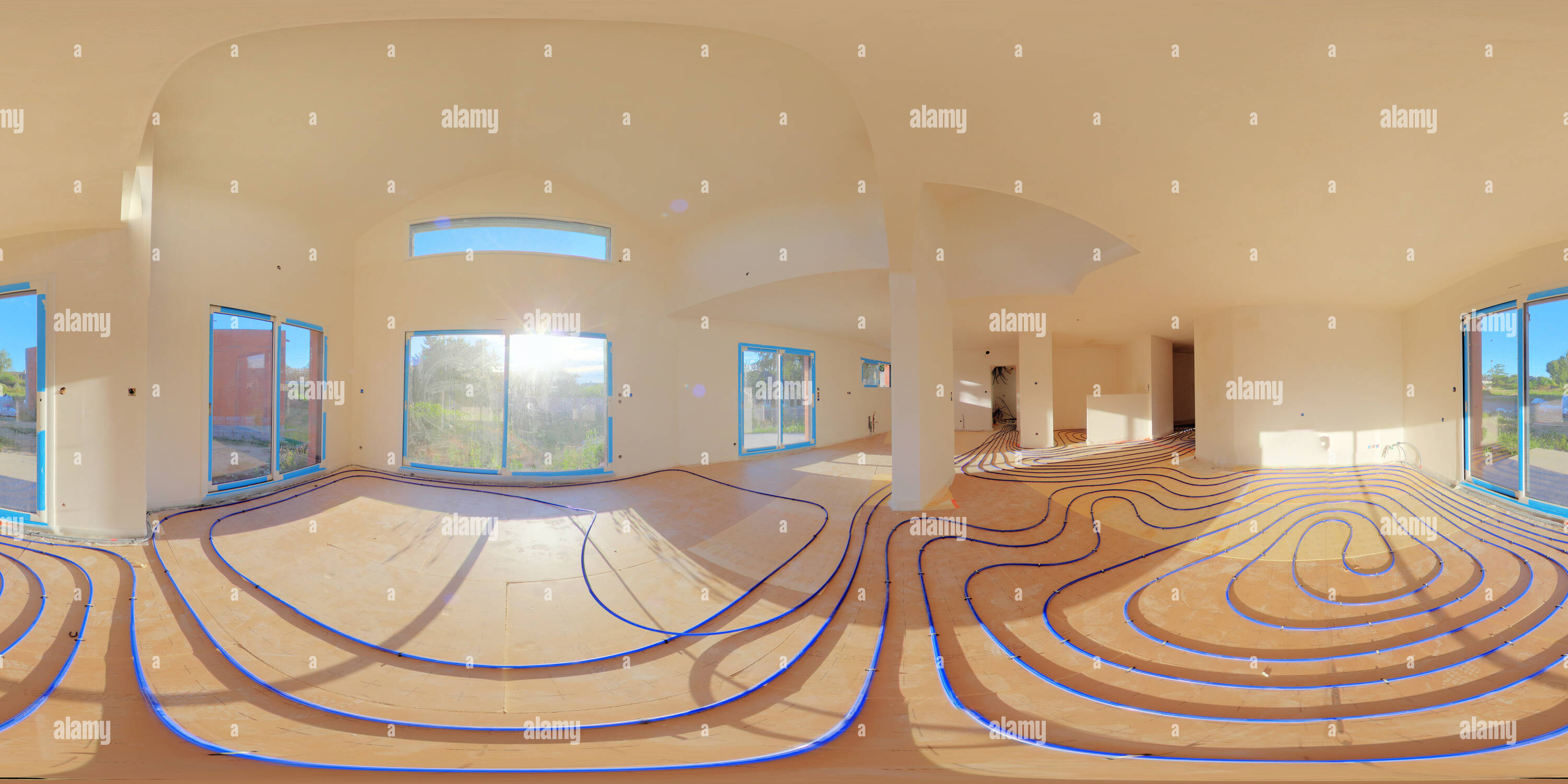 360° view of Setting floor heating system Alamy