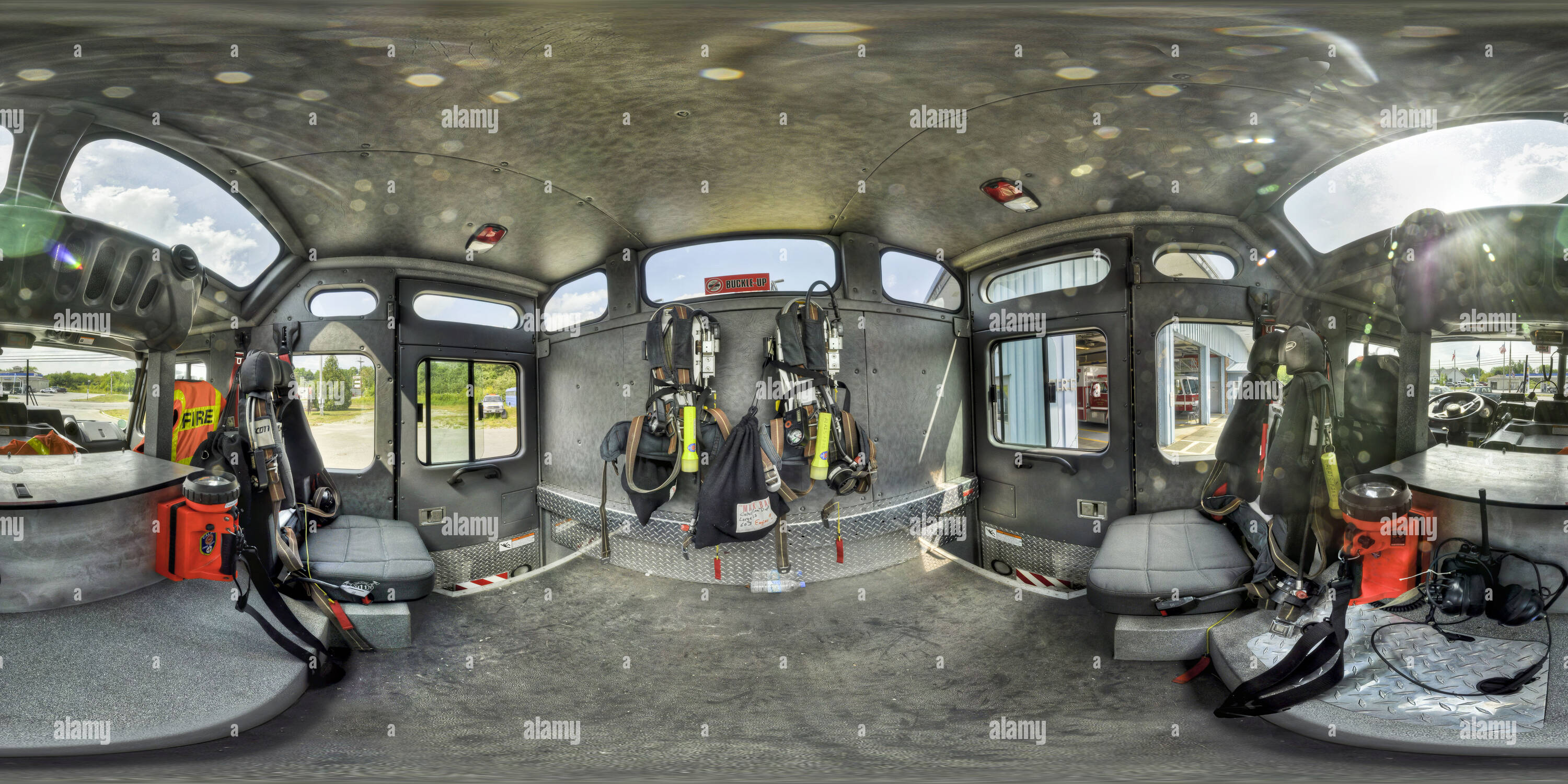 360 degree panoramic view of Interior View, Engine 1, Fire Department, Calais, Maine