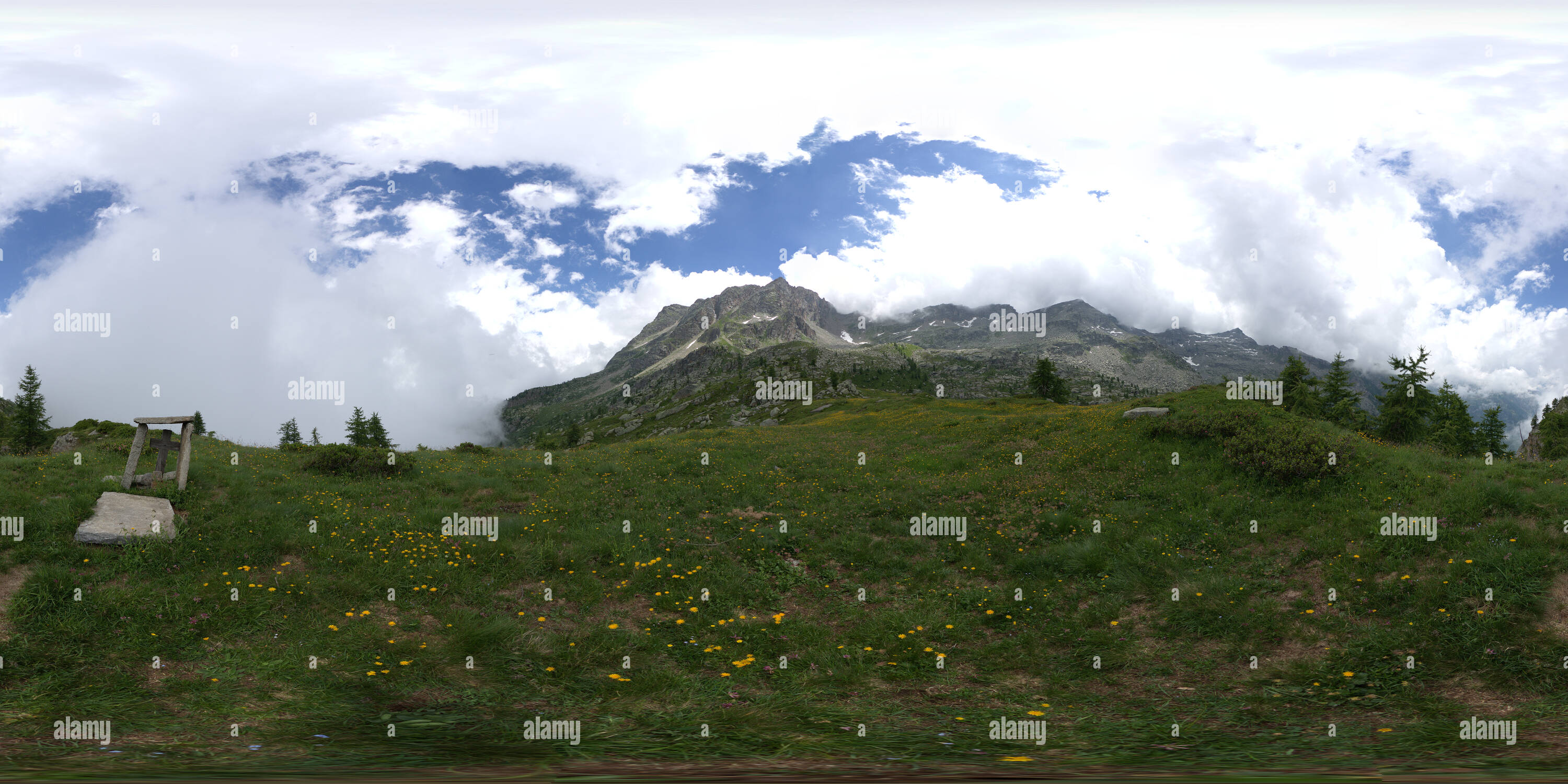 360 degree panoramic view of descent from Colle della Crocetta to Ceresole Reale 2