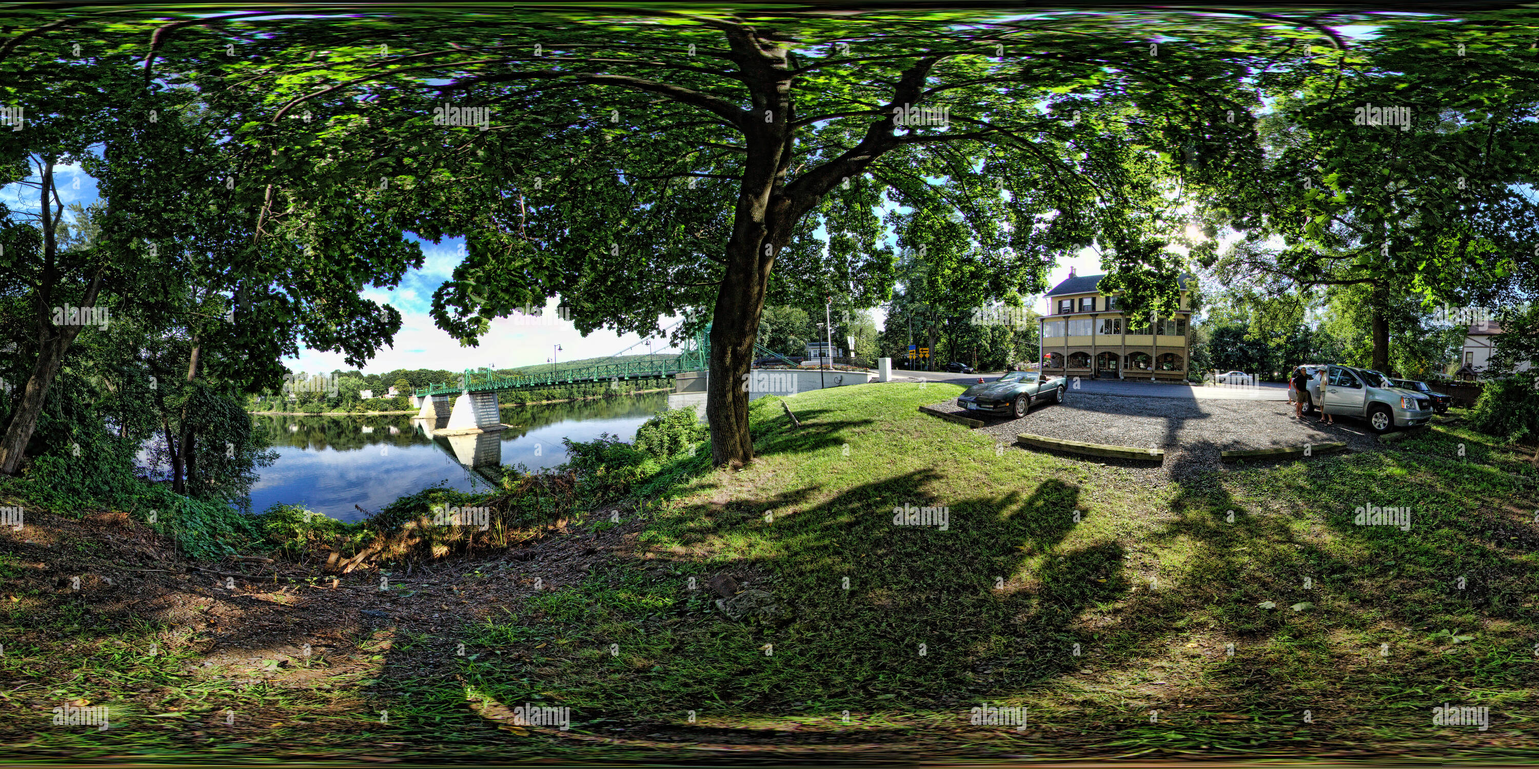 360° view of Riegelsville Roebling Bridge Alamy