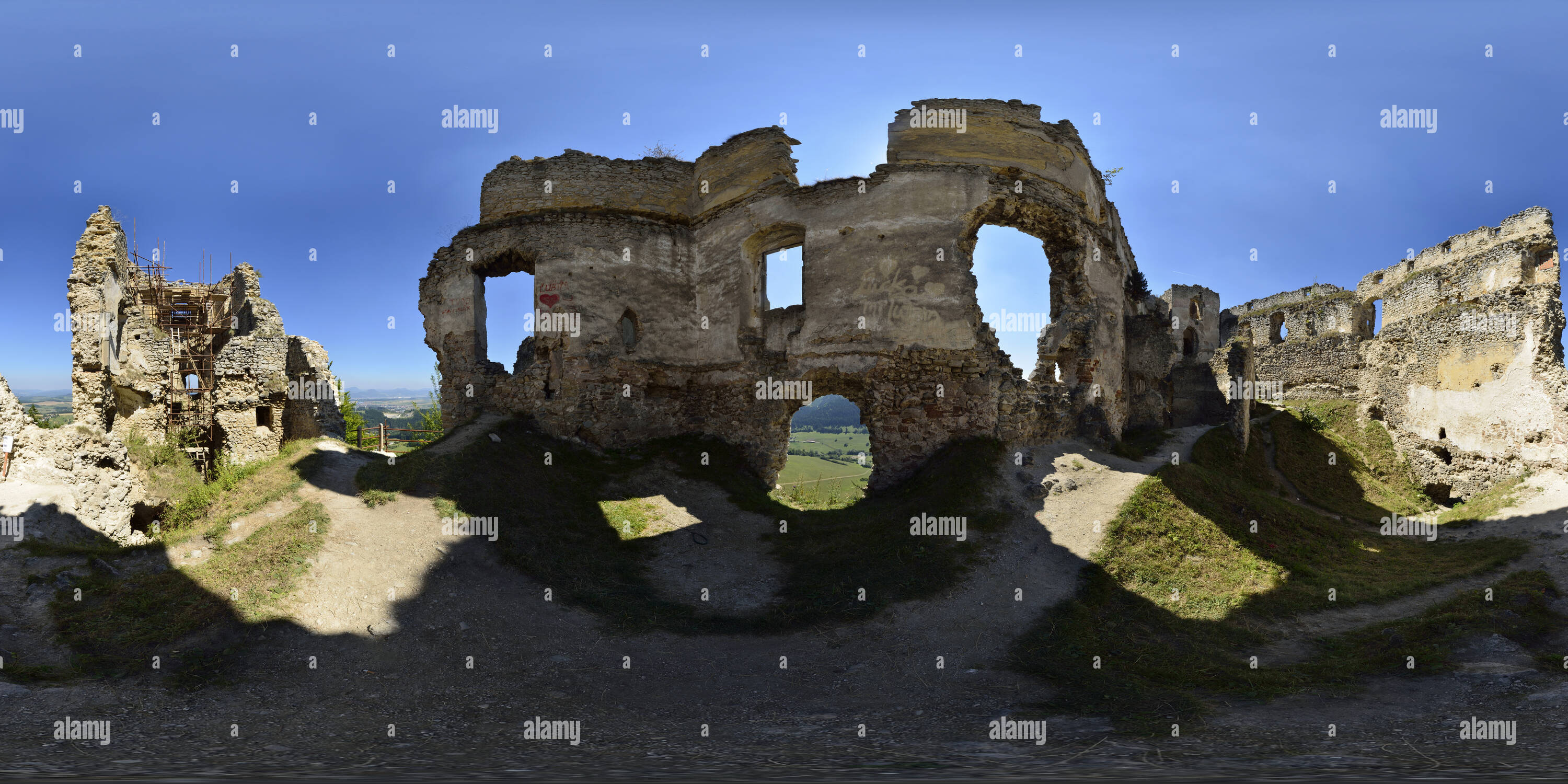 360 degree panoramic view of Castle Lietava - Old Palace