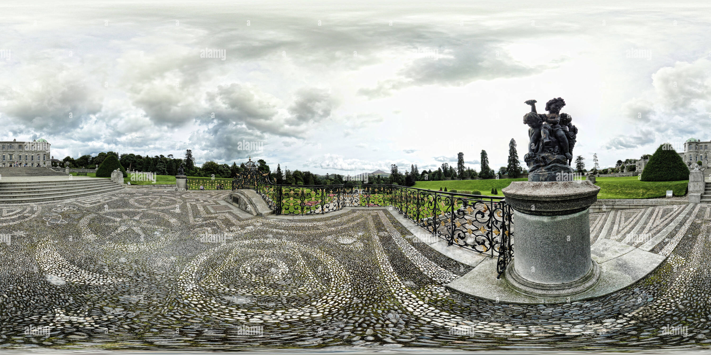 360° view of Powerscourt Gardens Veranda Statue Alamy
