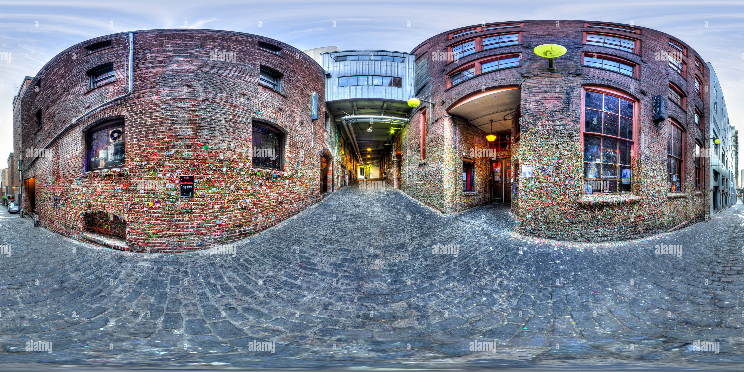 360° View of Market Theater Gum Wall, Pike Place Market, Seattle, WA