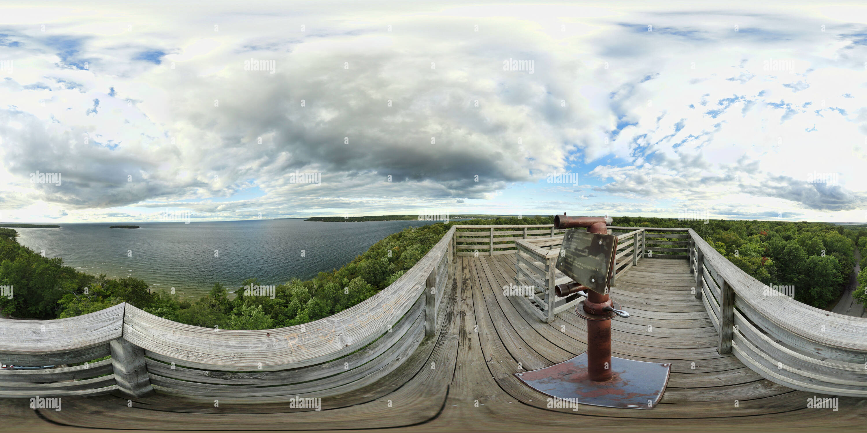 360° view of Atop Eagle Tower, Peninsula State Park, Door County Alamy