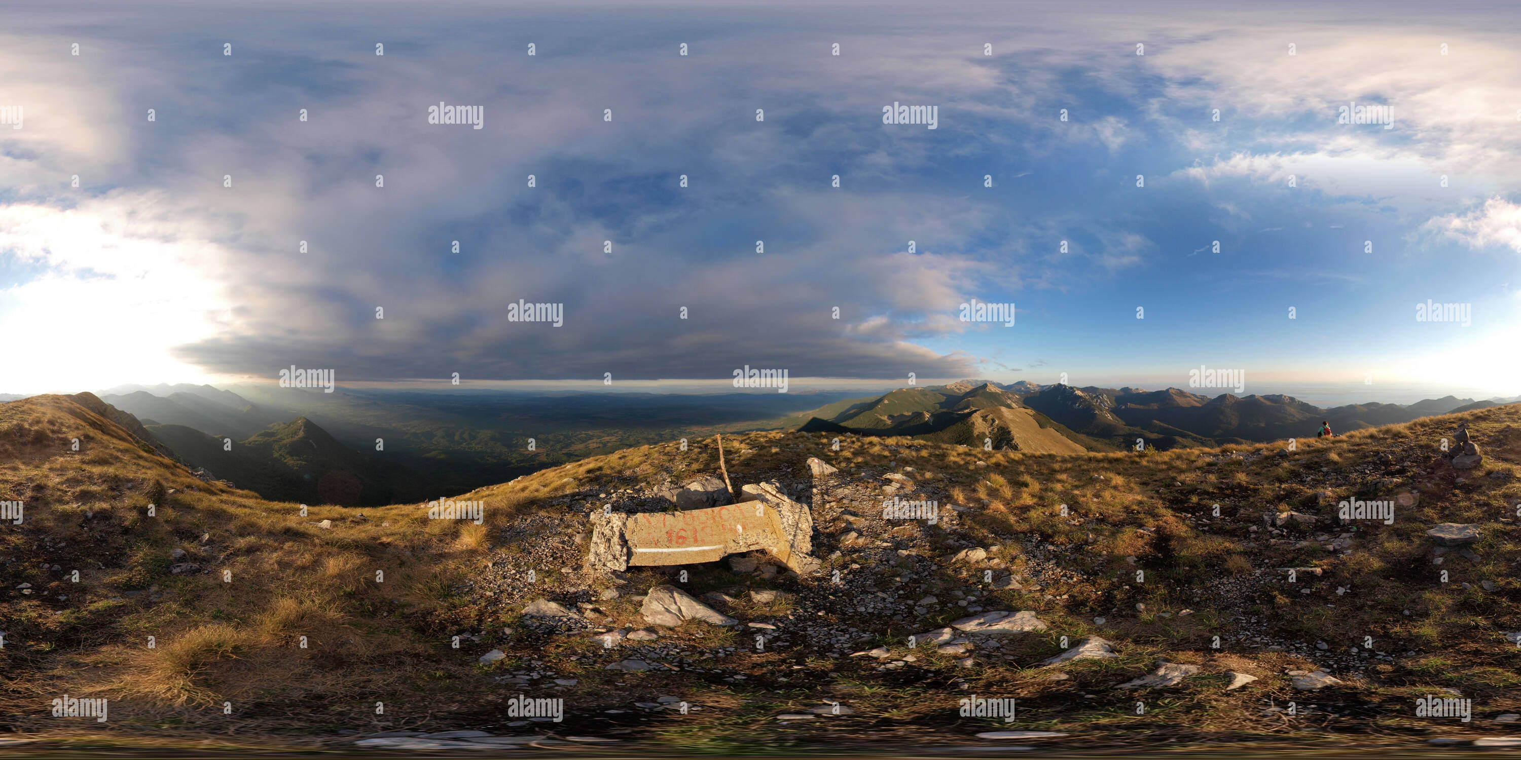 360 degree panoramic view of Visočica peak at Southern Velebit