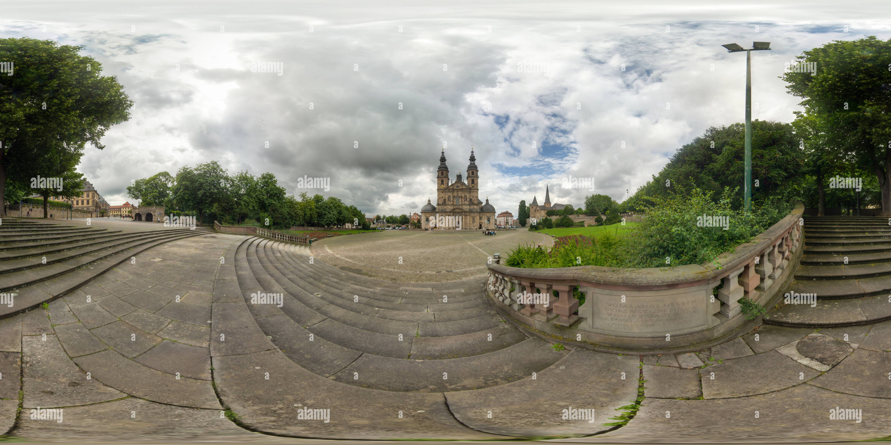 360° view of Domplatz in Fulda von der Treppe aus Alamy