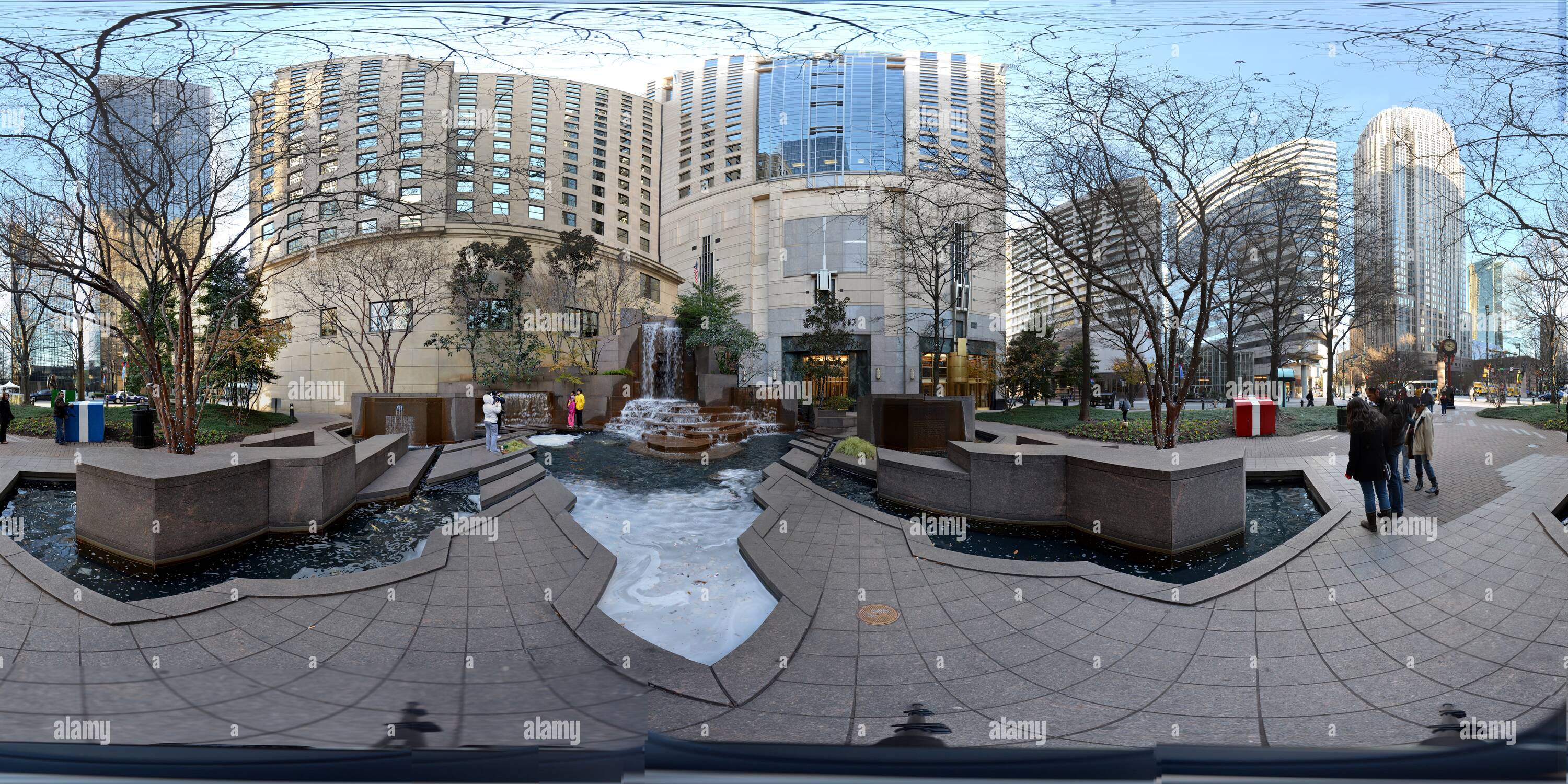360° view of Uptown Charlotte Christmas decorations Alamy