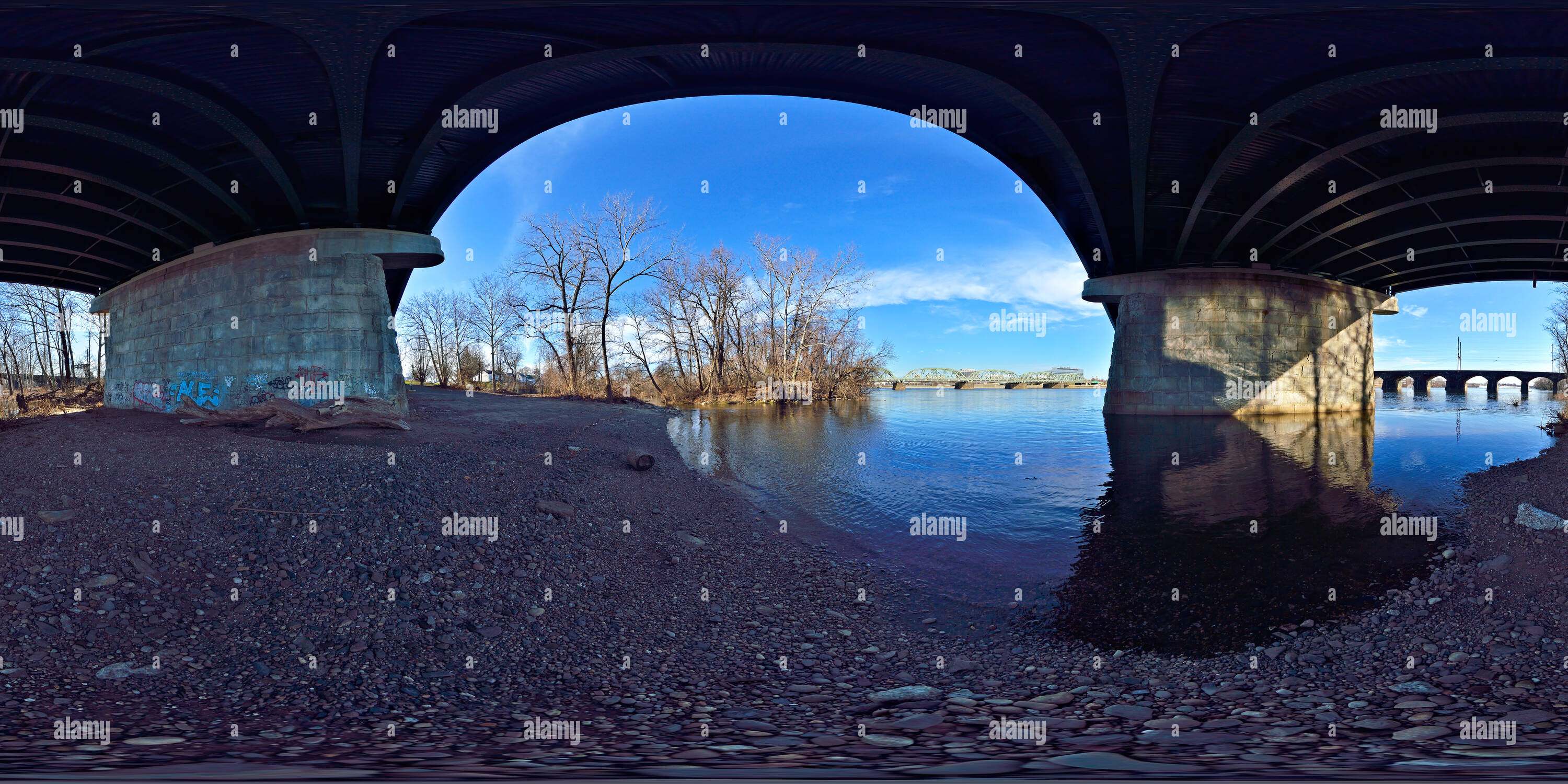 360 degree panoramic view of Under Lincoln Hwy bridge