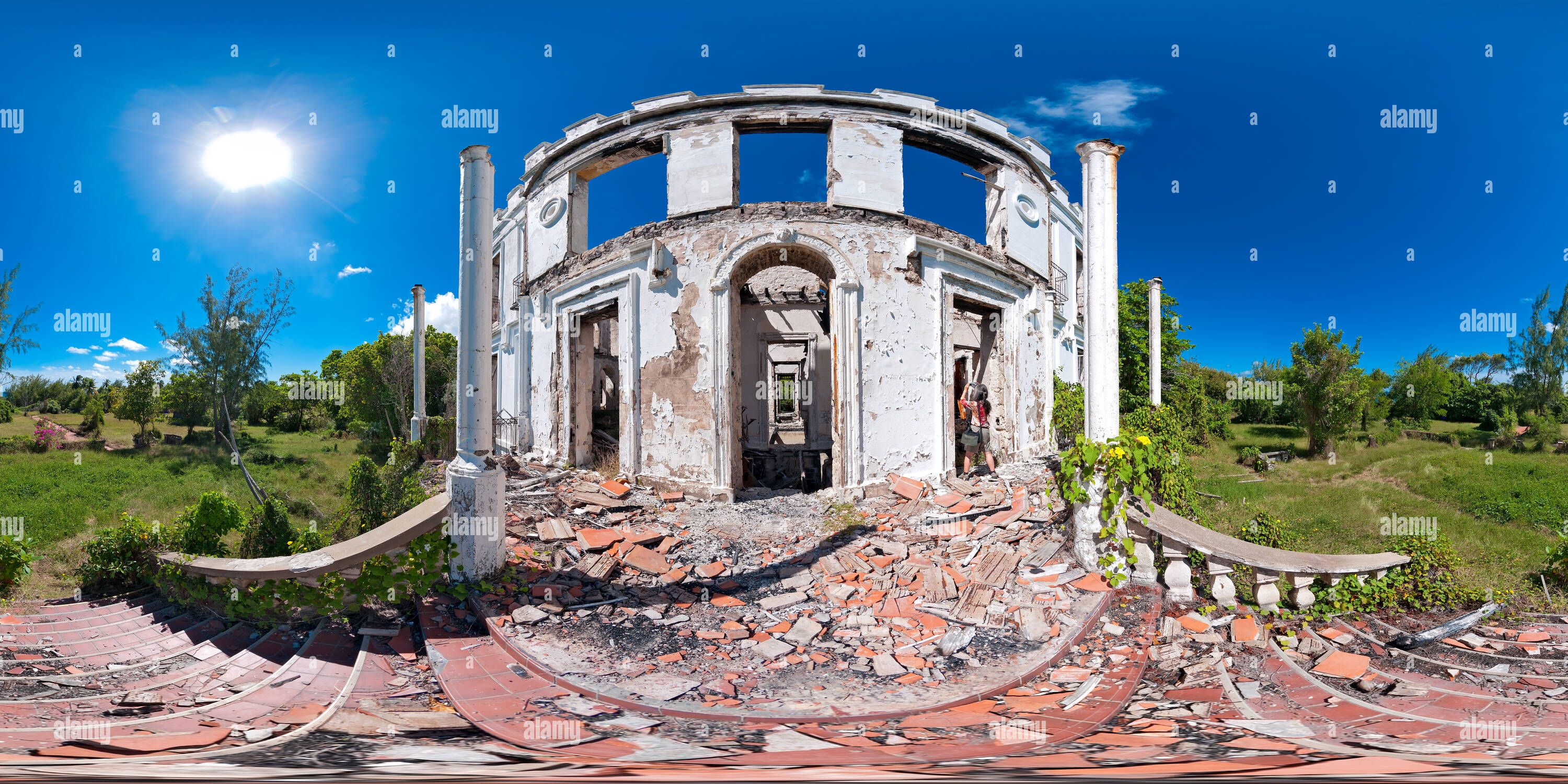 360 degree panoramic view of Sam Lord's Castle ruins