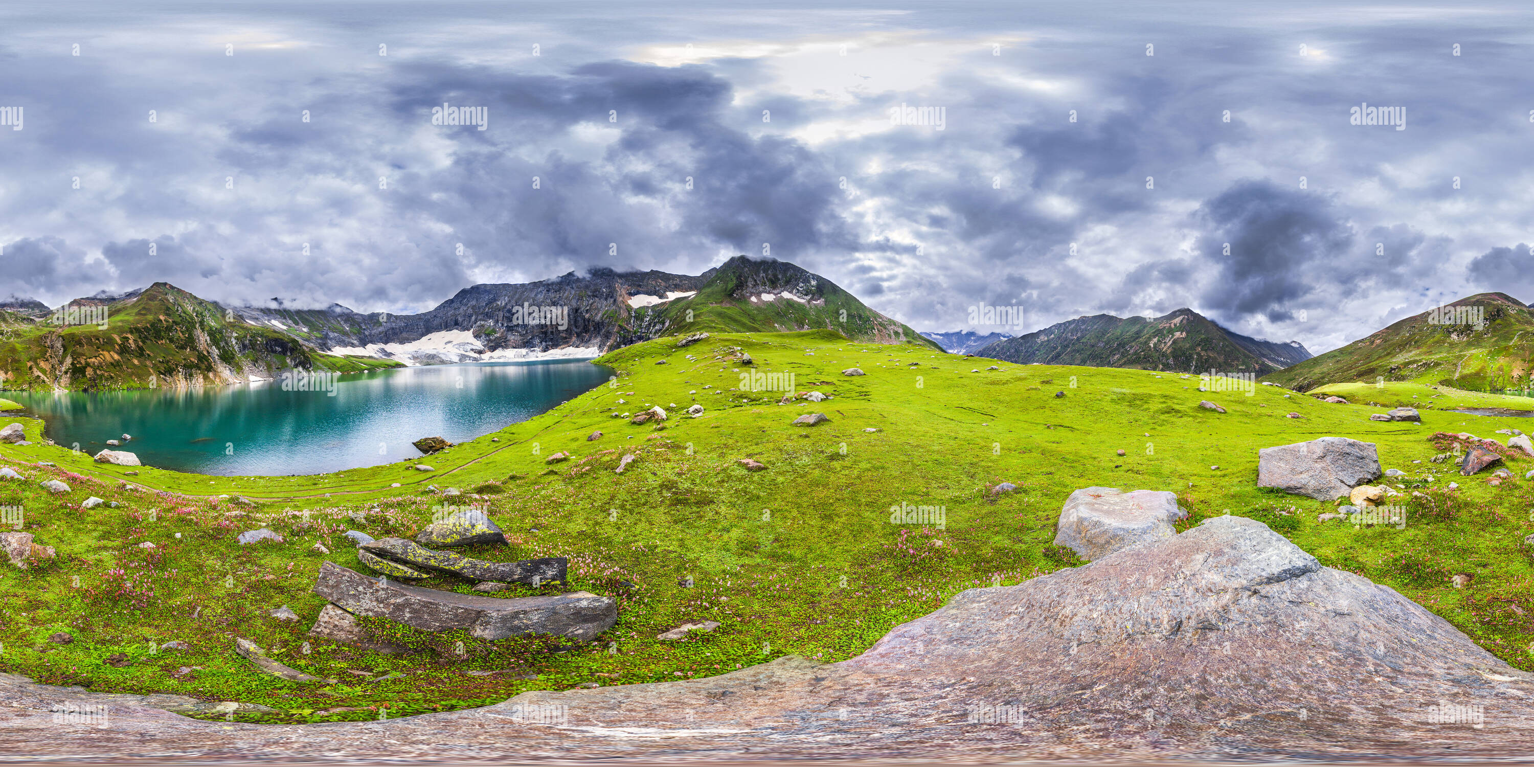 360 degree panoramic view of Ratti Gali Lake, Neelum Valley, Azad Kashmir, Pakistan