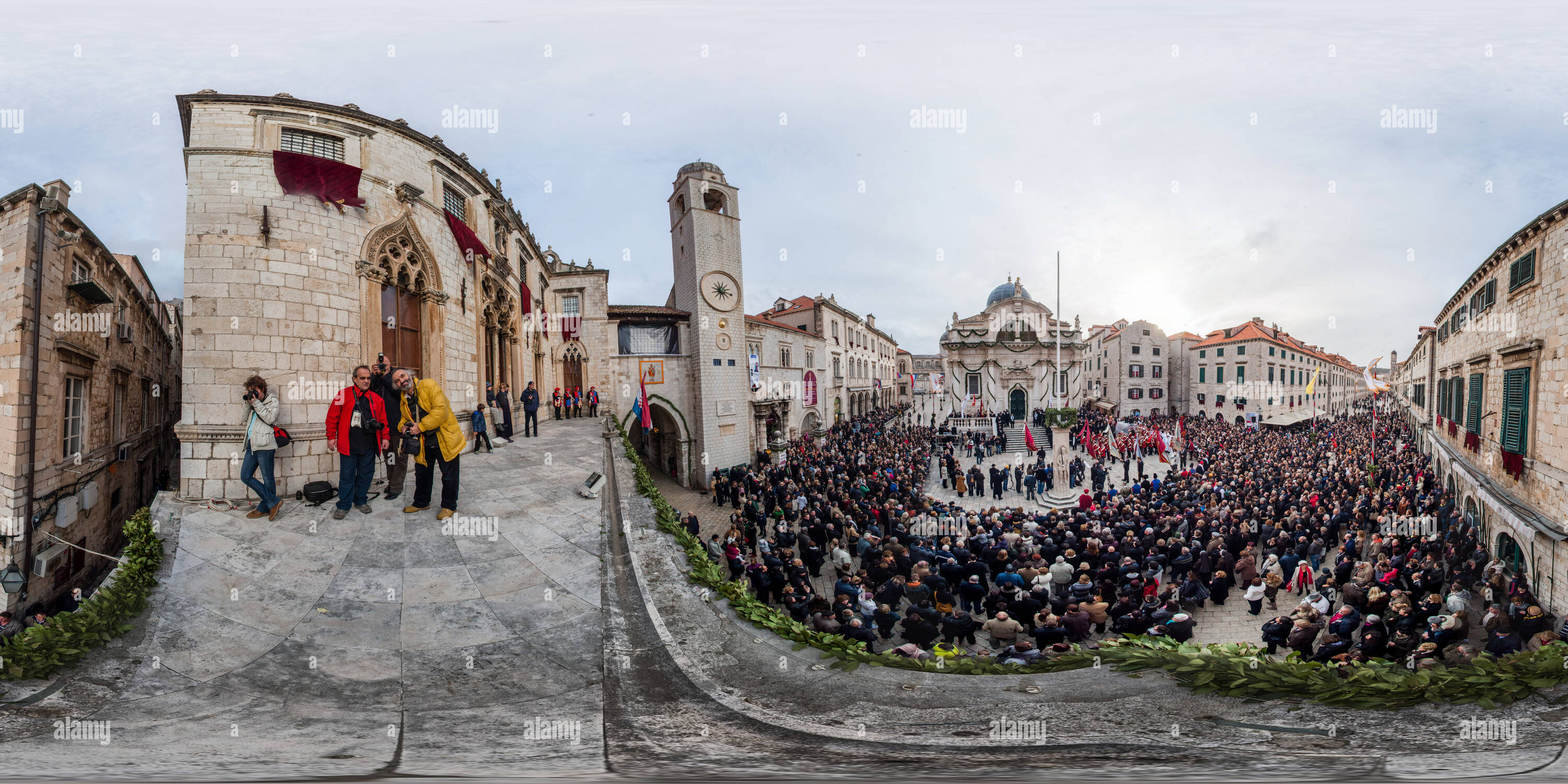 360 degree panoramic view of Candlemas, Christian festival beginning on February 2nd in Dubrovnik