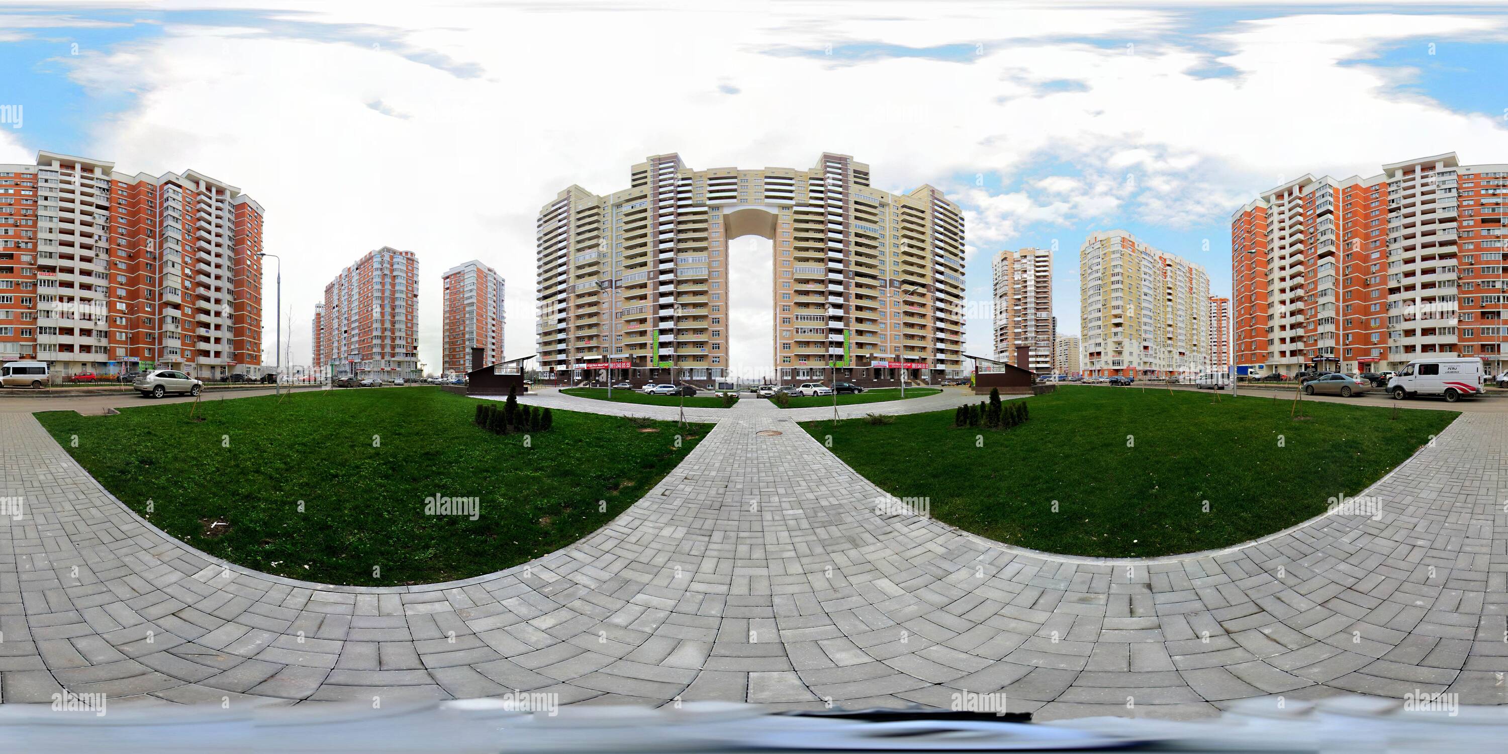 360 degree panoramic view of Skyscrapers districts New City