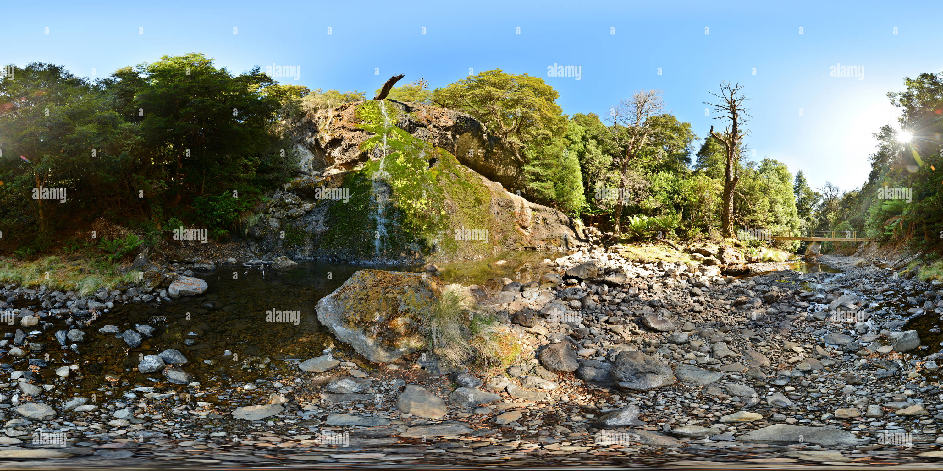 360° view of Bridal Veil Falls near Lemonthyme Lodge, Tasmania Alamy