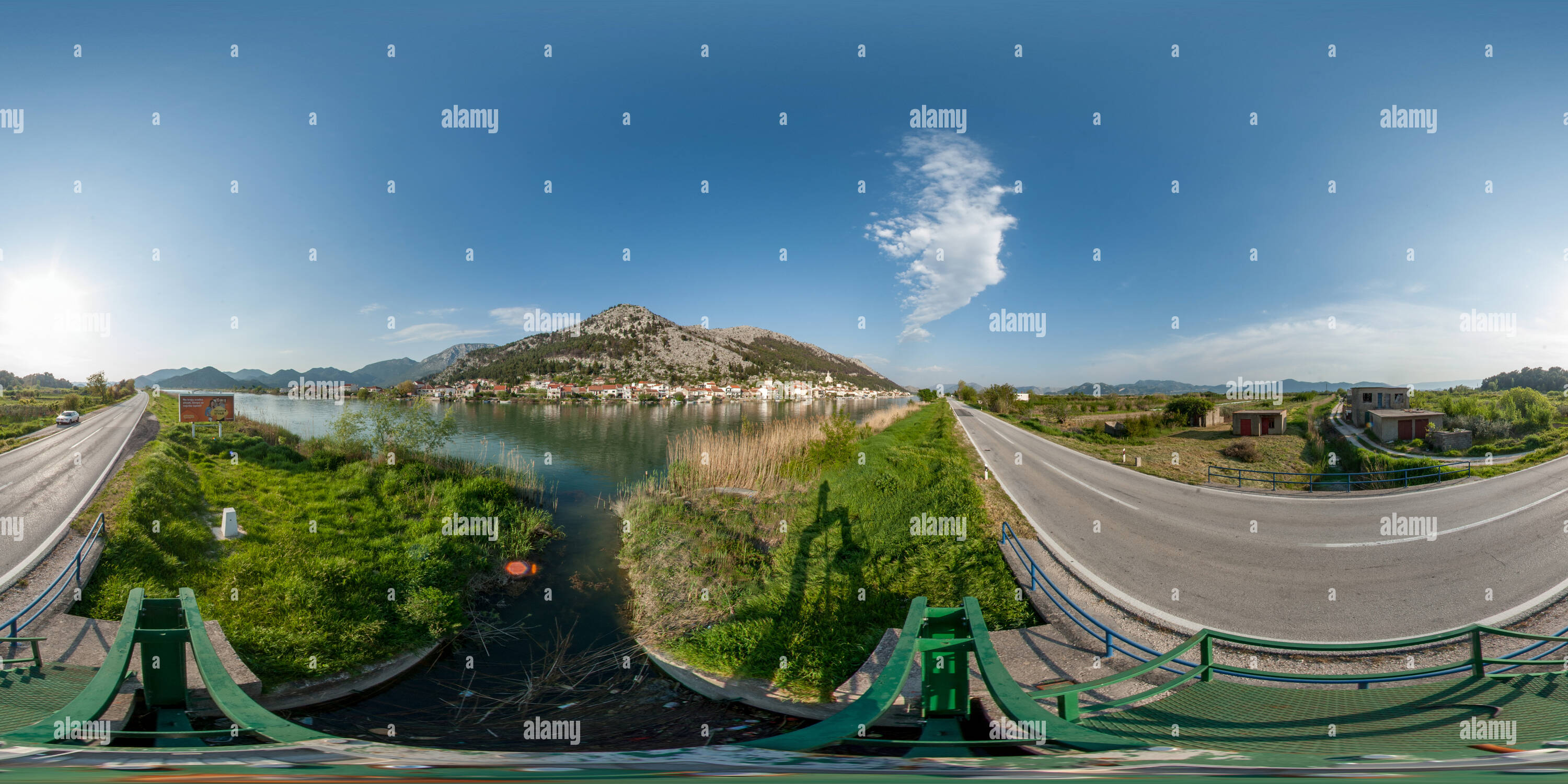 360 degree panoramic view of Komin on Neretva river