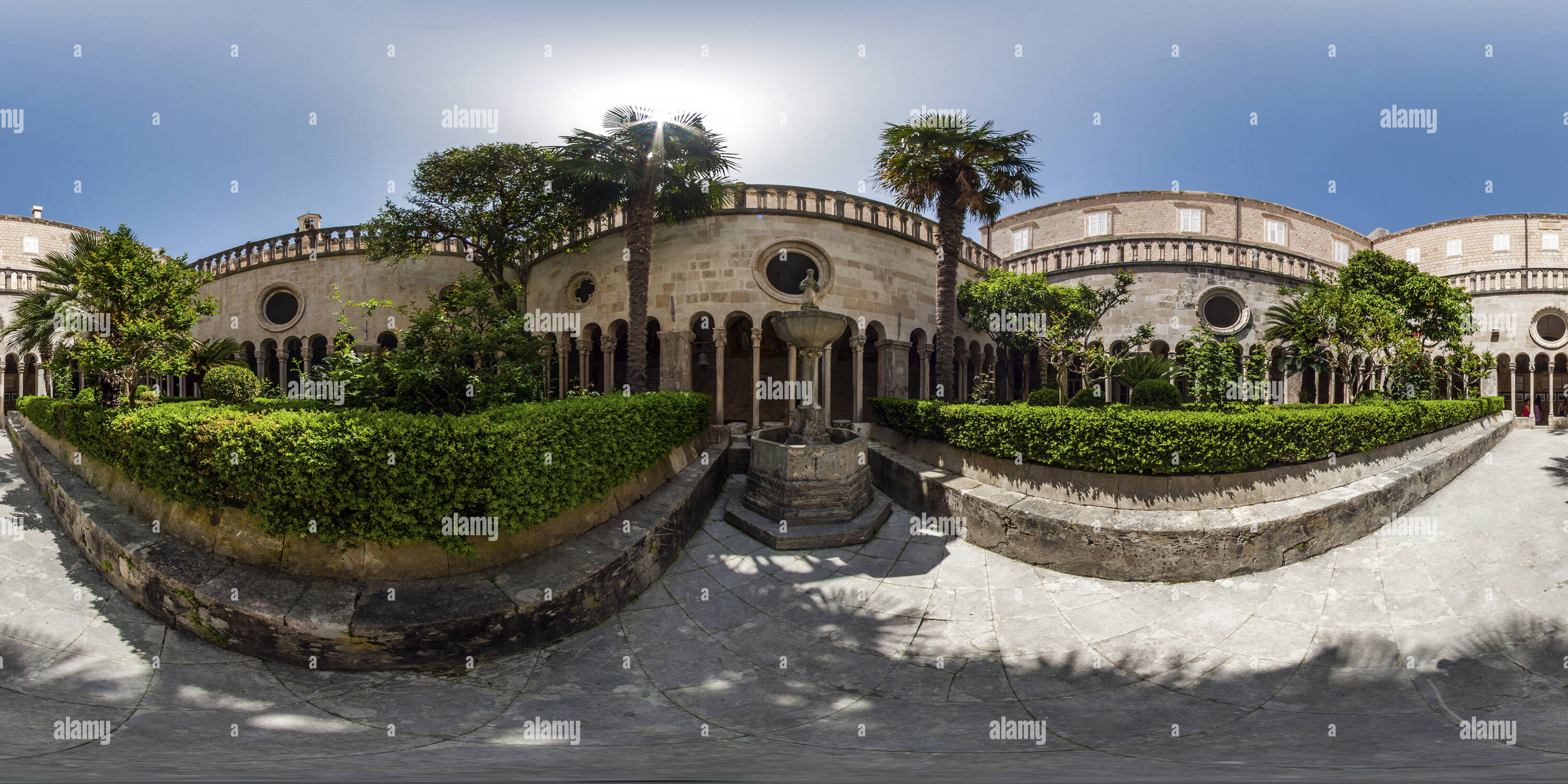 360 degree panoramic view of Franciscan monastery in Dubrovnik