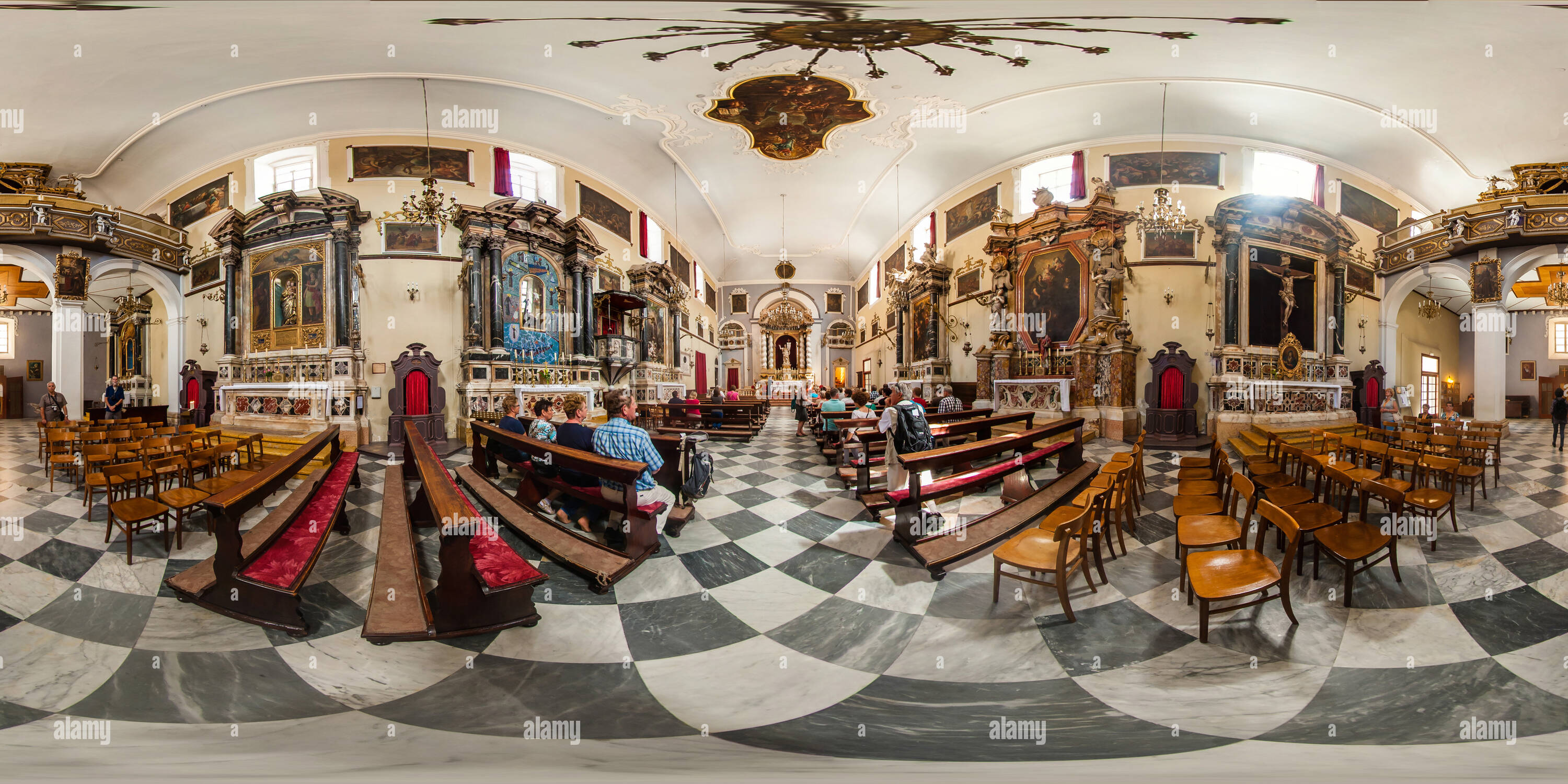 360 degree panoramic view of Franciscan church in Dubrovnik