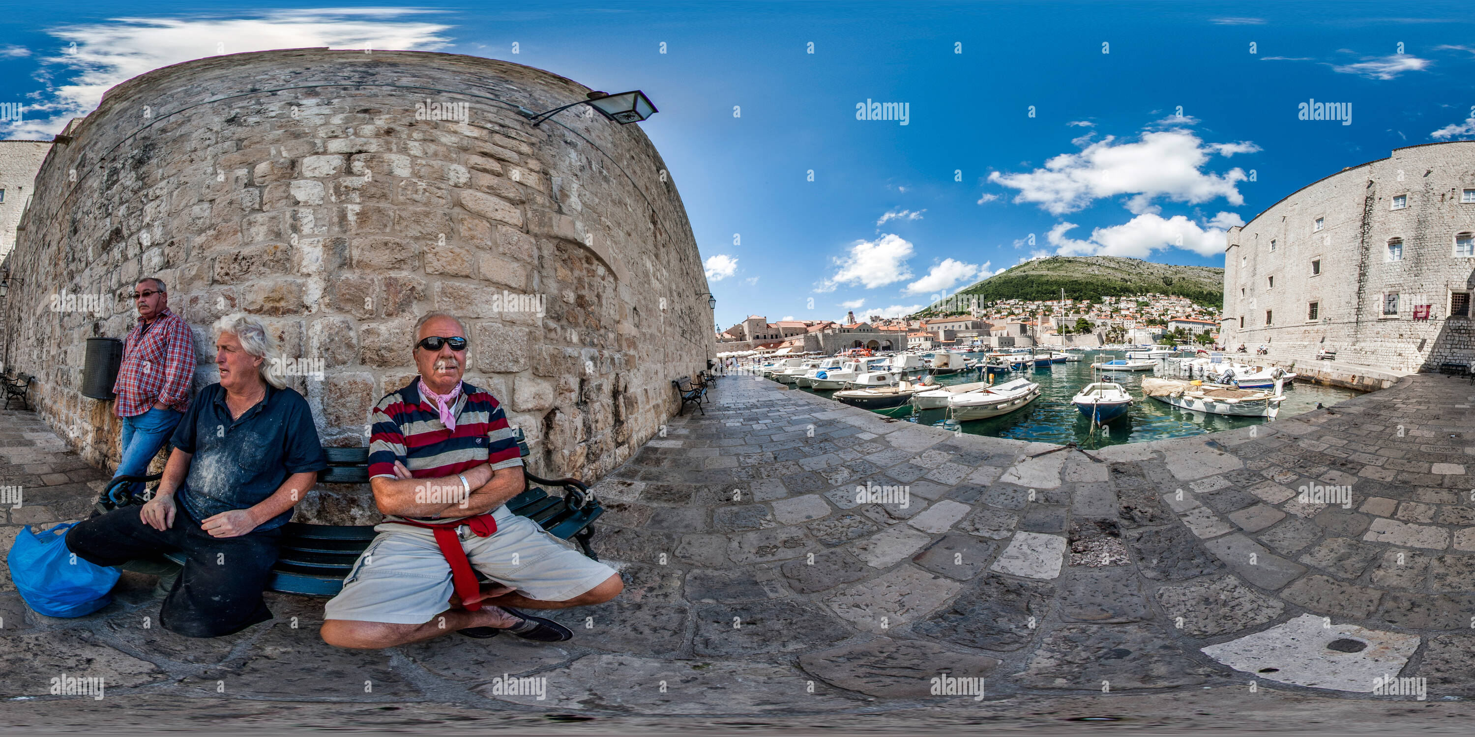 360 degree panoramic view of Fisherman resting in old port