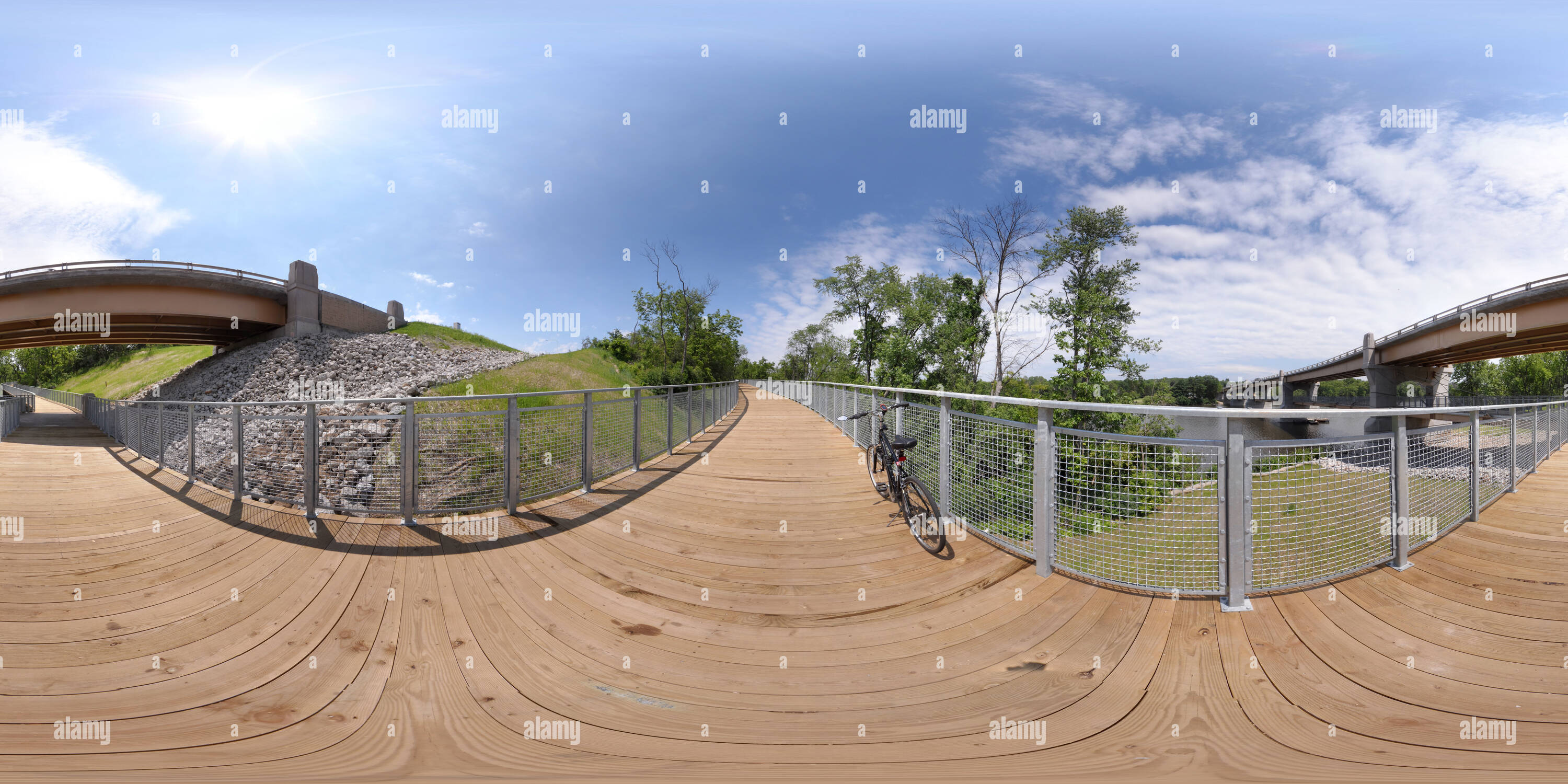 360 degree panoramic view of Boardwalk Path To The Fox River Trail Near South Elgin