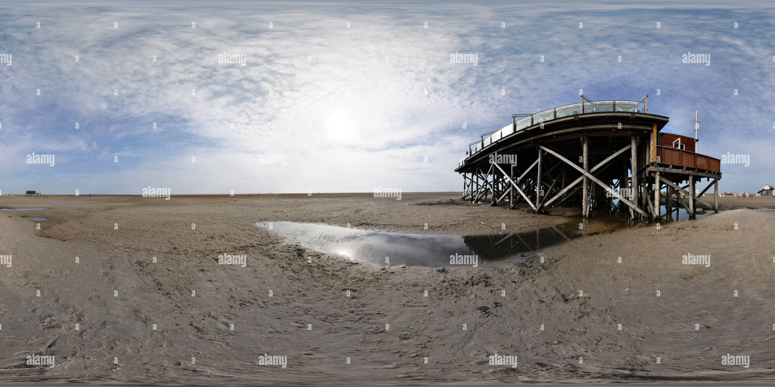 360° view of Beach restaurant on stilts Alamy