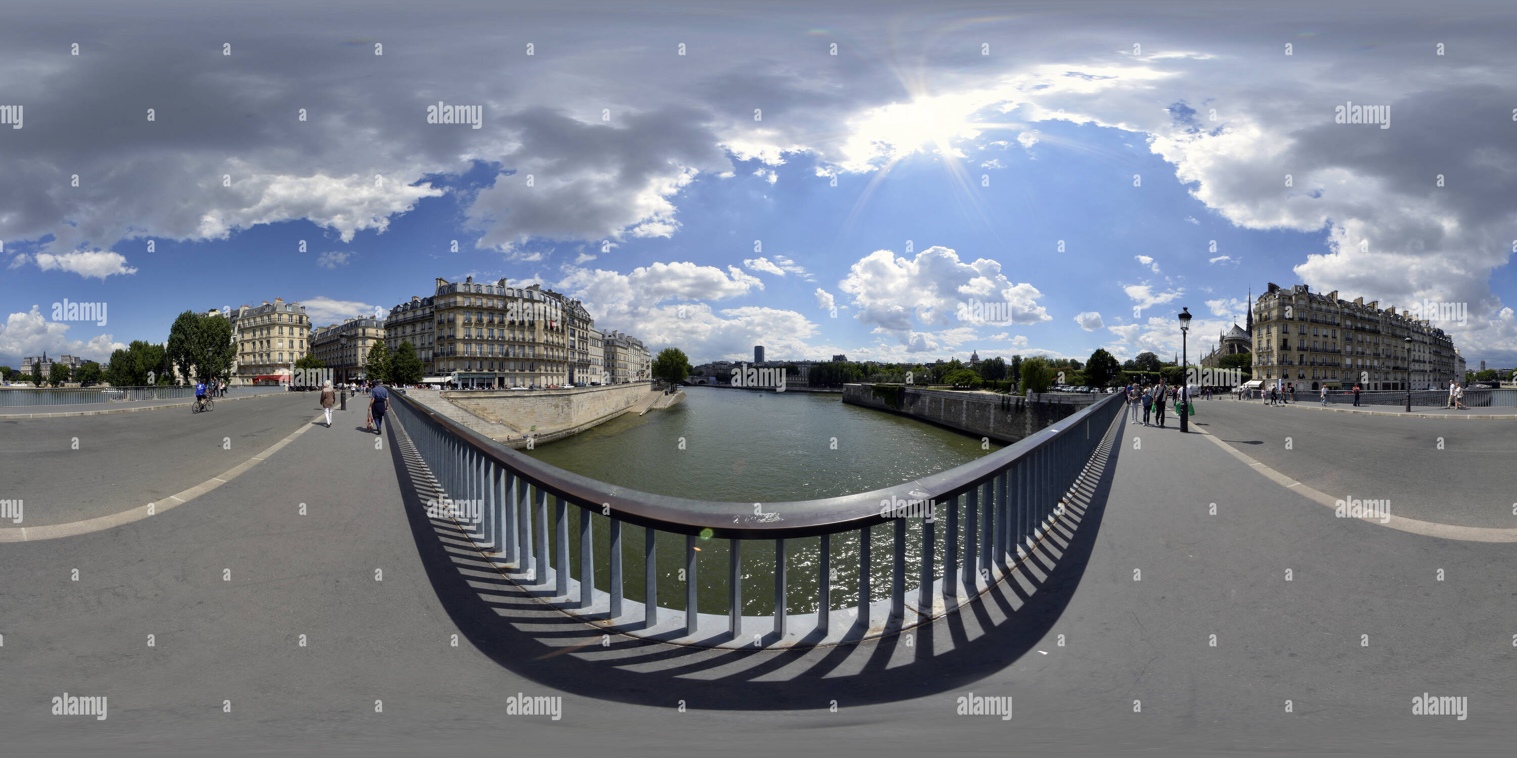 360 degree panoramic view of Pont Saint-Louis Bridge