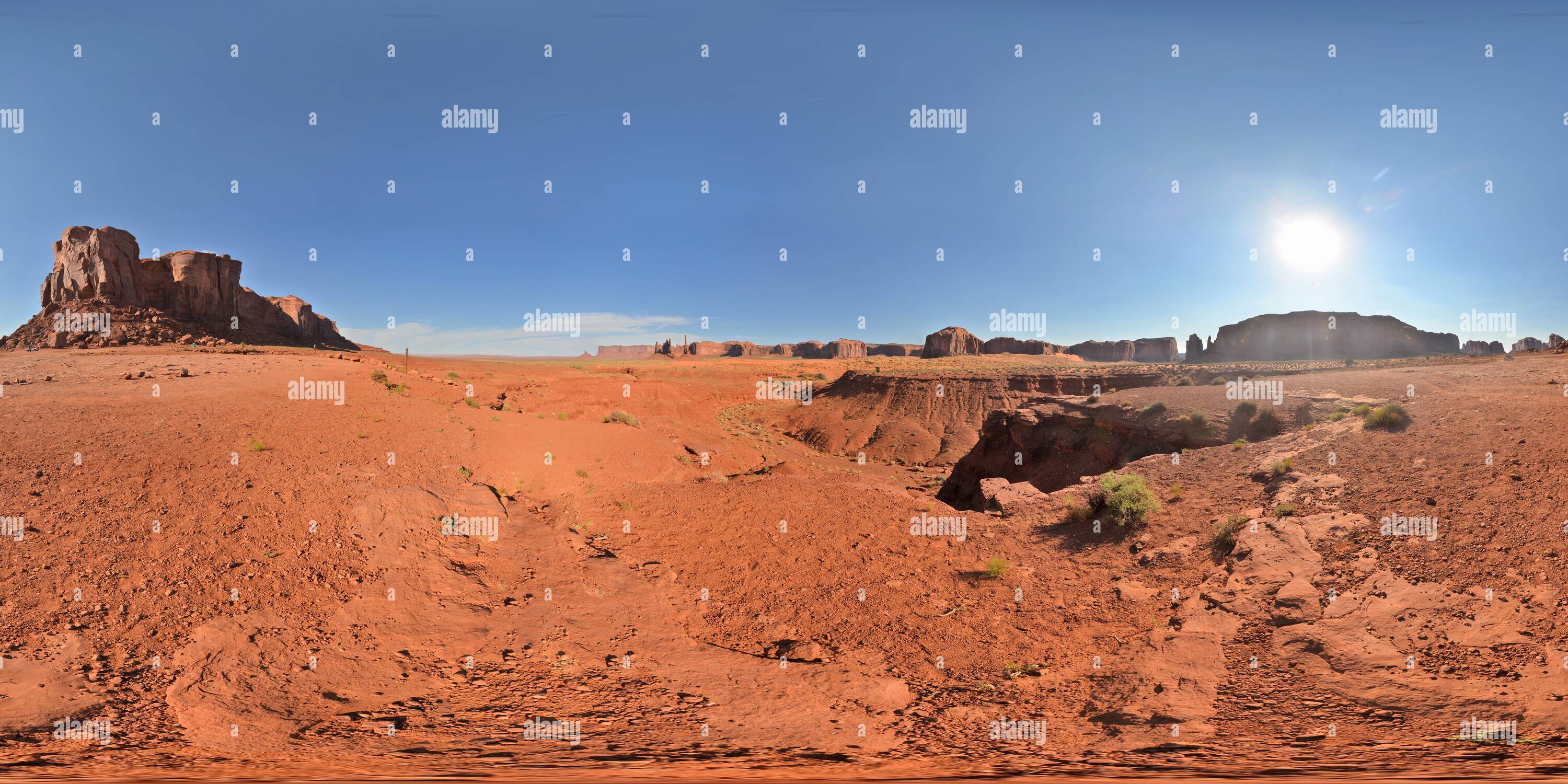 360 degree panoramic view of Monument Valley River bed