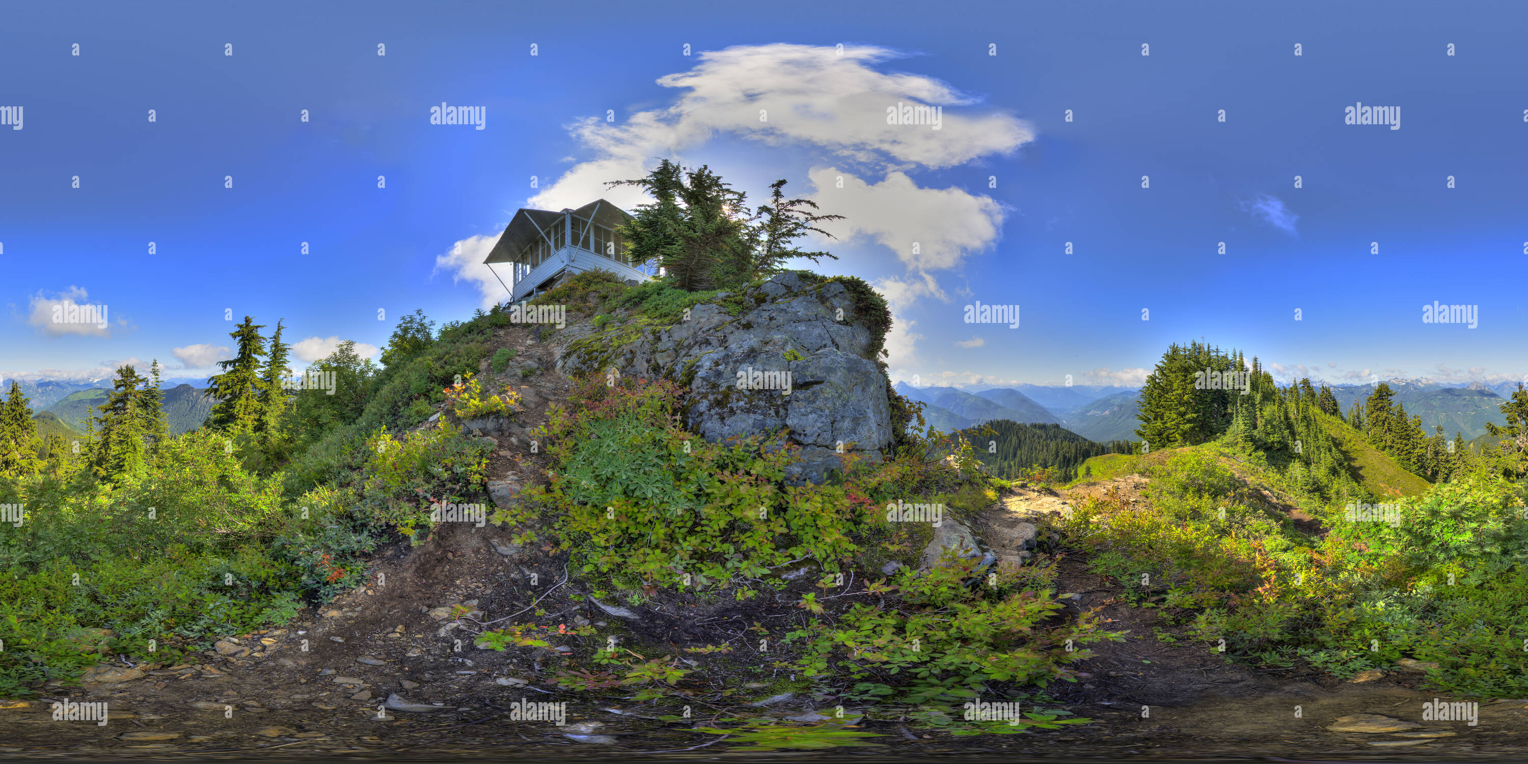 360° view of Evergreen Mountain Lookout, SW View, Cascades, WA State