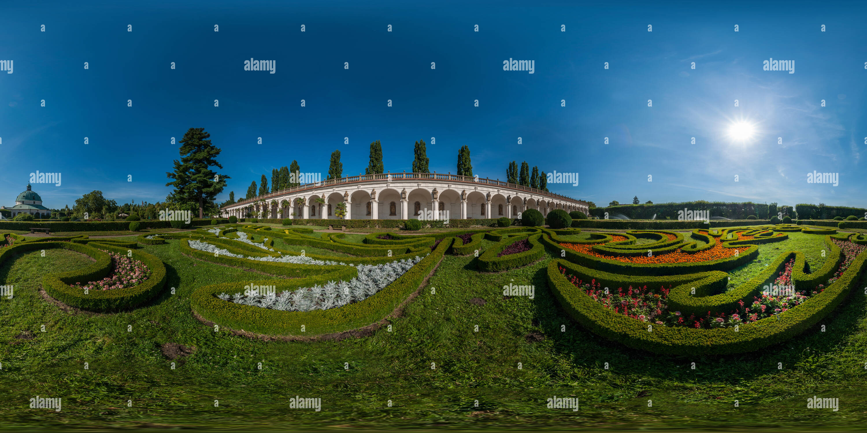 360 degree panoramic view of Kvetna zahrada, Kromeriz