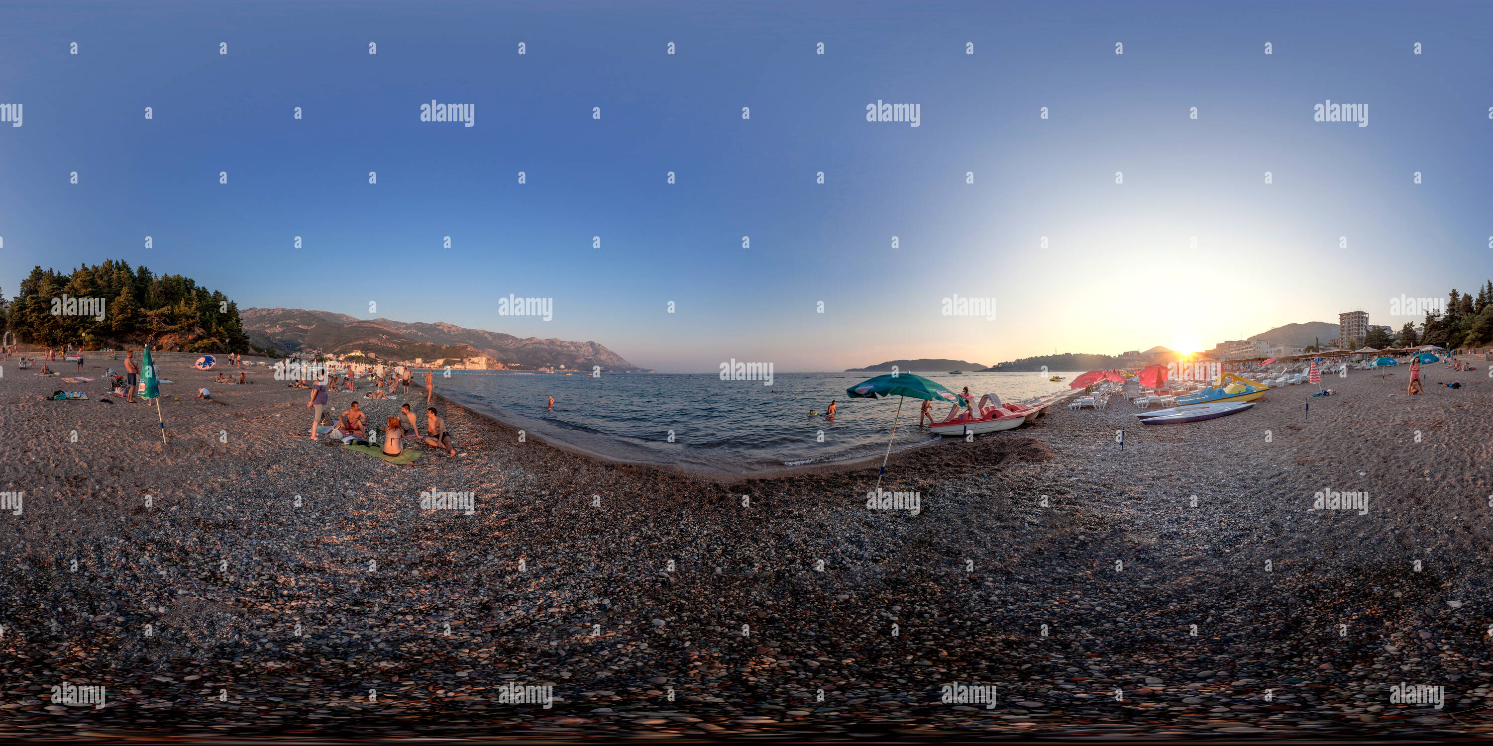 360 degree panoramic view of Becici beach