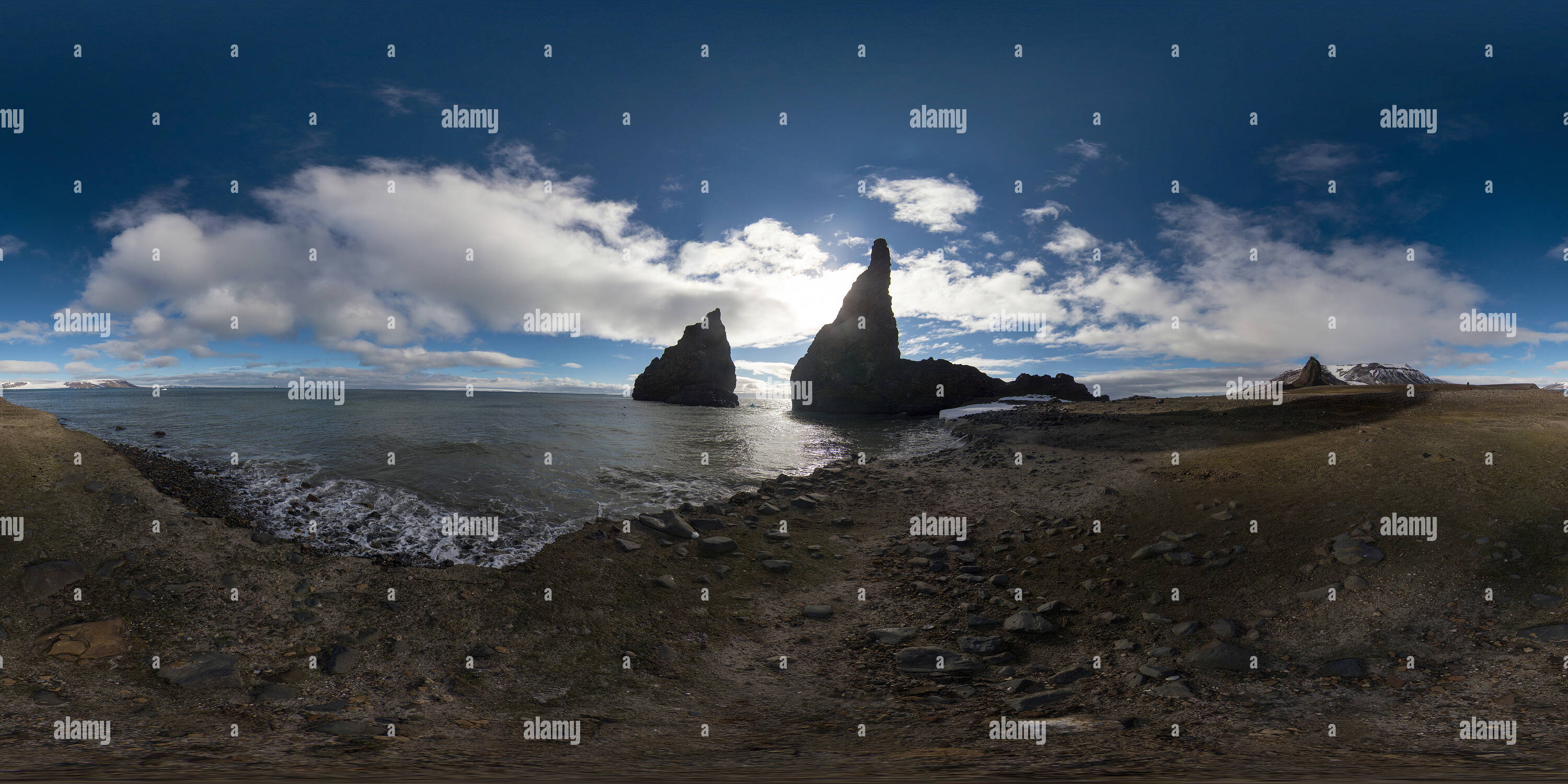 360 degree panoramic view of Cape Tegetthoff, Hall Island, Franz Josef Land