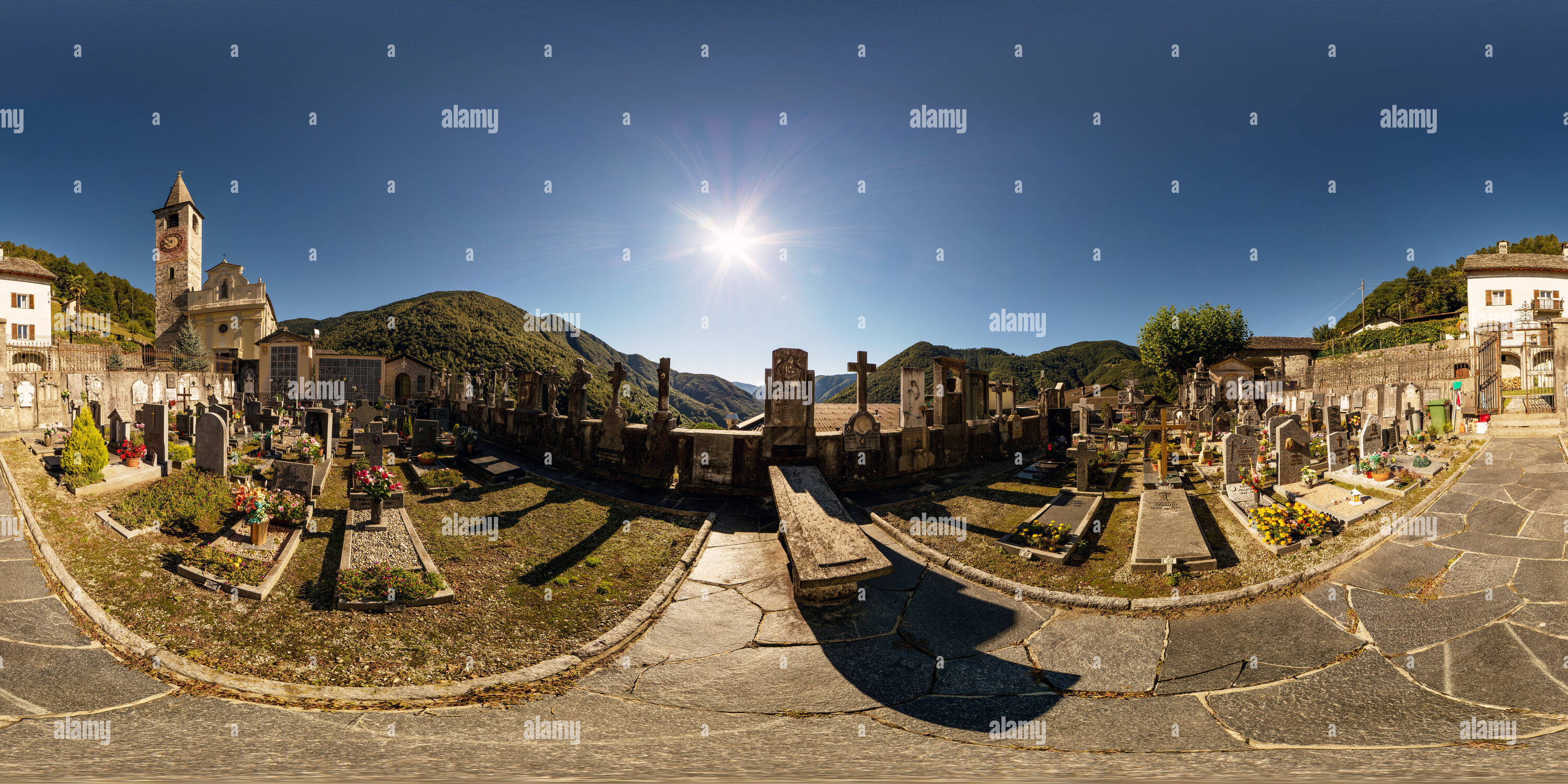 360 degree panoramic view of Church San Remigio in Loco in the Onsernone Valley