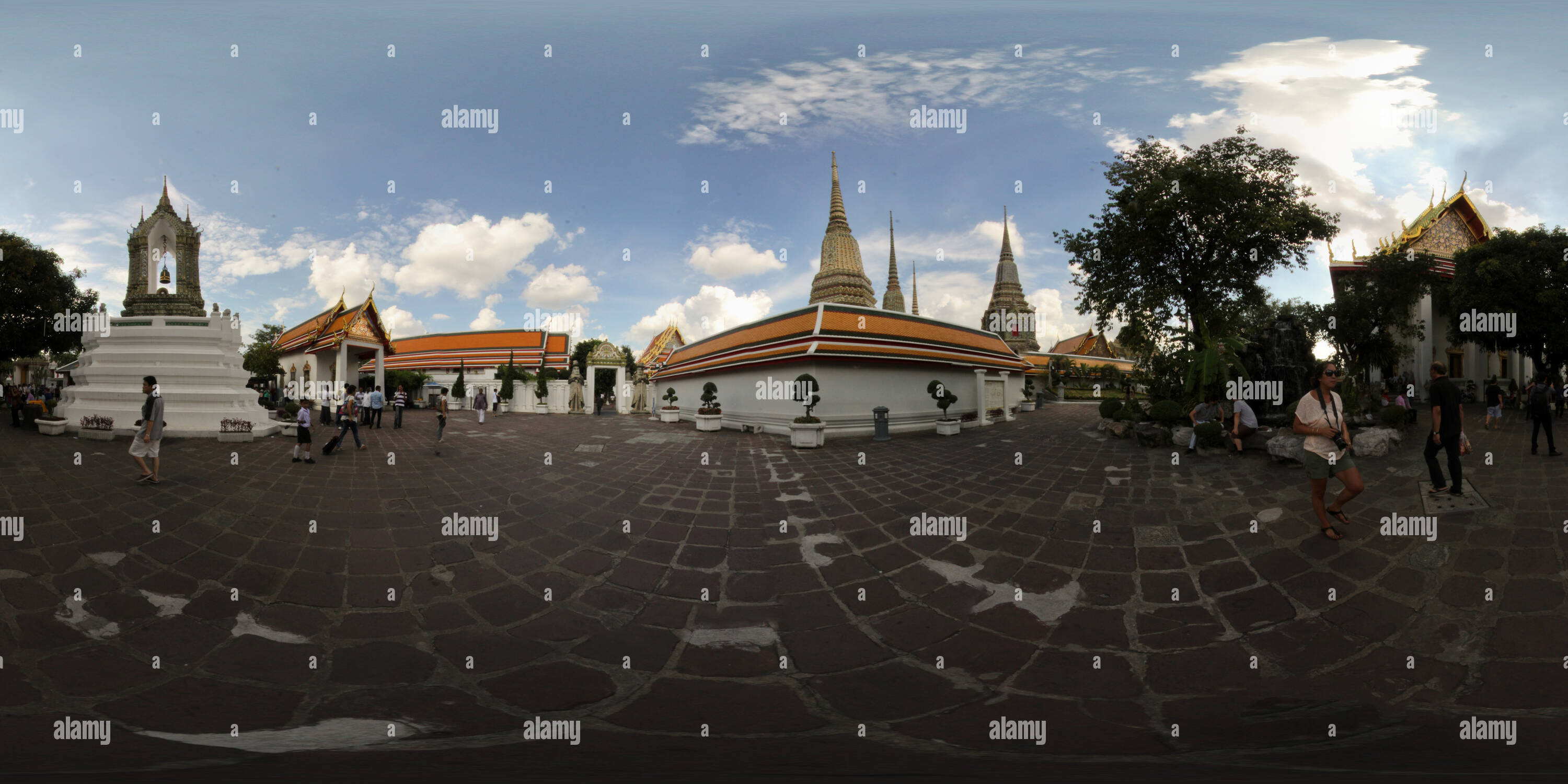 360 degree panoramic view of Temple, Wat Pho, Bangkok, Thailand