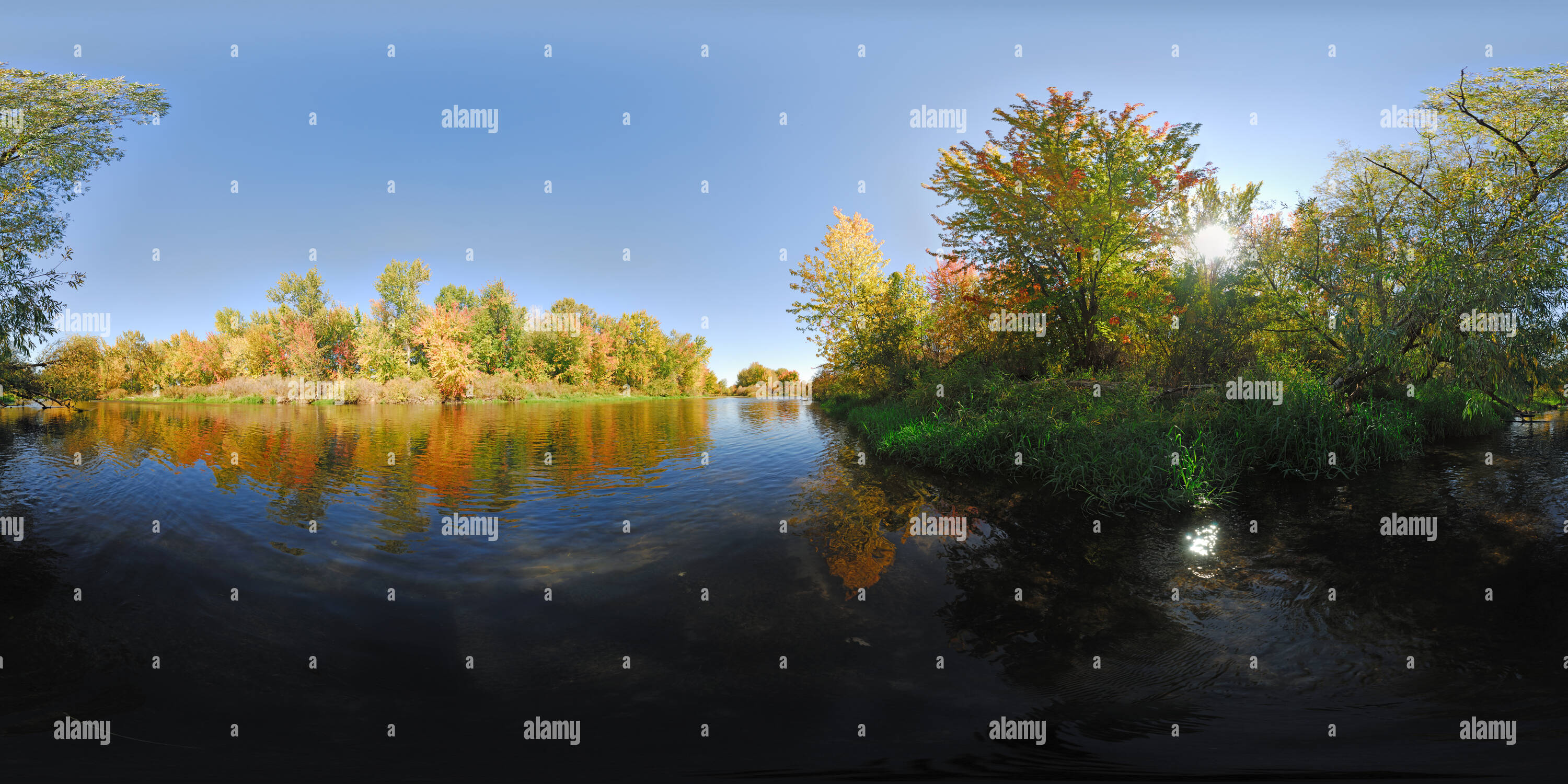 360° view of Boise River, Fall 1, Middleton, Idaho, USA Alamy