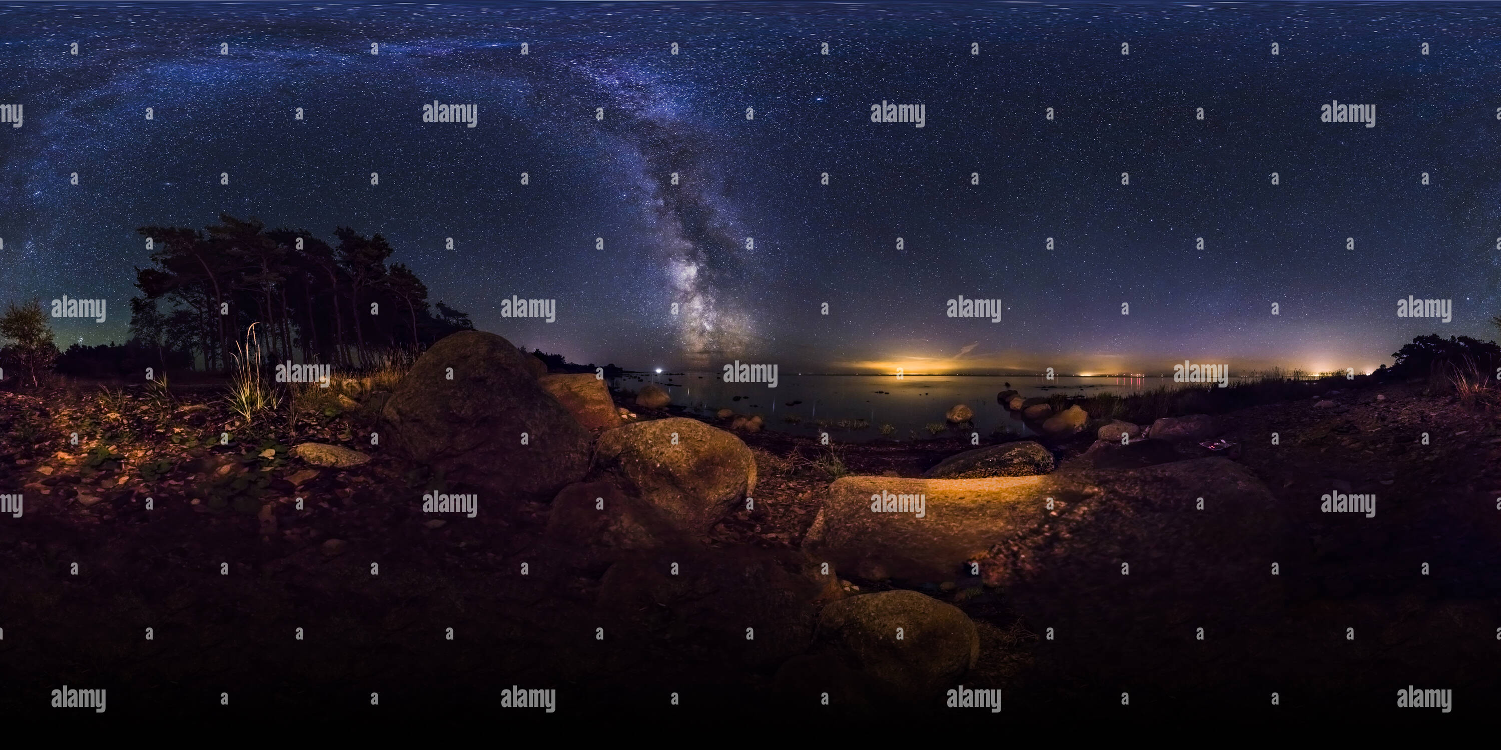 360 degree panoramic view of Milky way from southern Oland