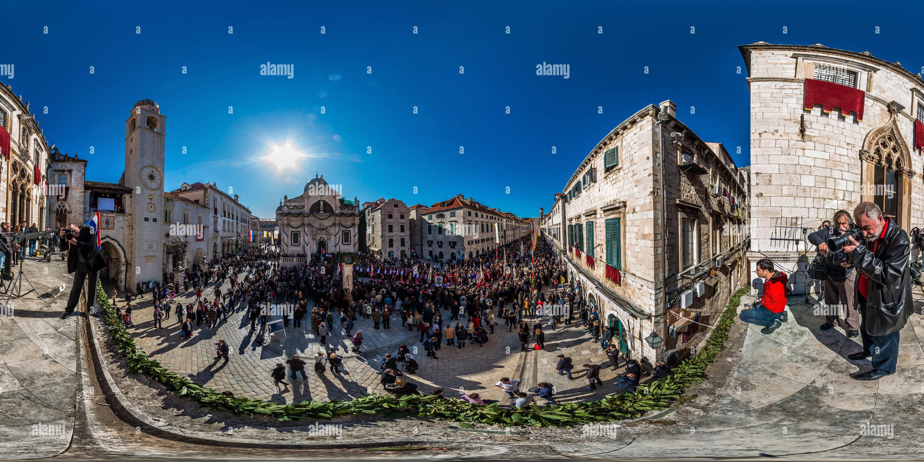 360 degree panoramic view of Saint Blaise Procession 2014. from Sponza Palace