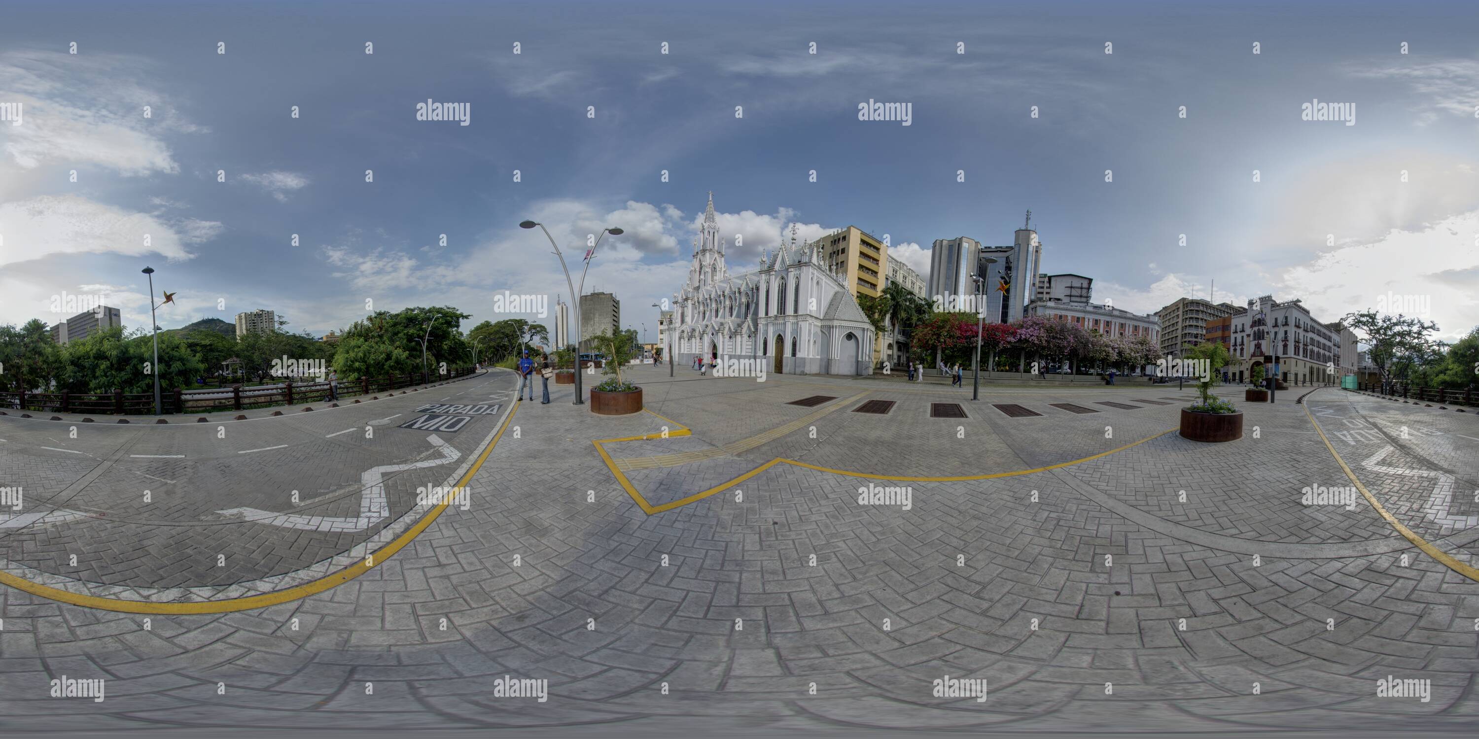 360° view of Boulevard del Rio, Cali Colombia and Ermita Church Alamy