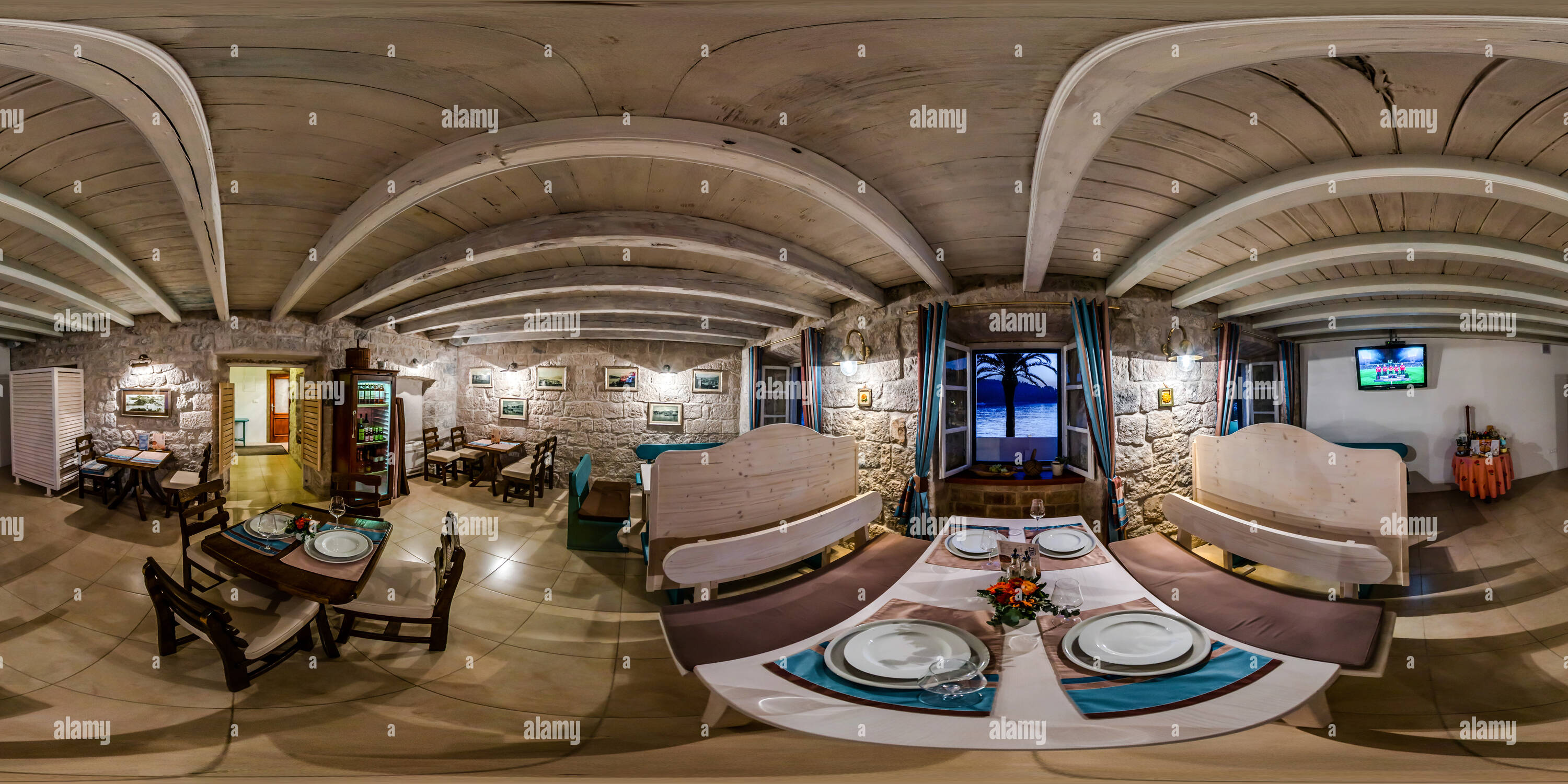 360 degree panoramic view of Off season in restaurant Zino